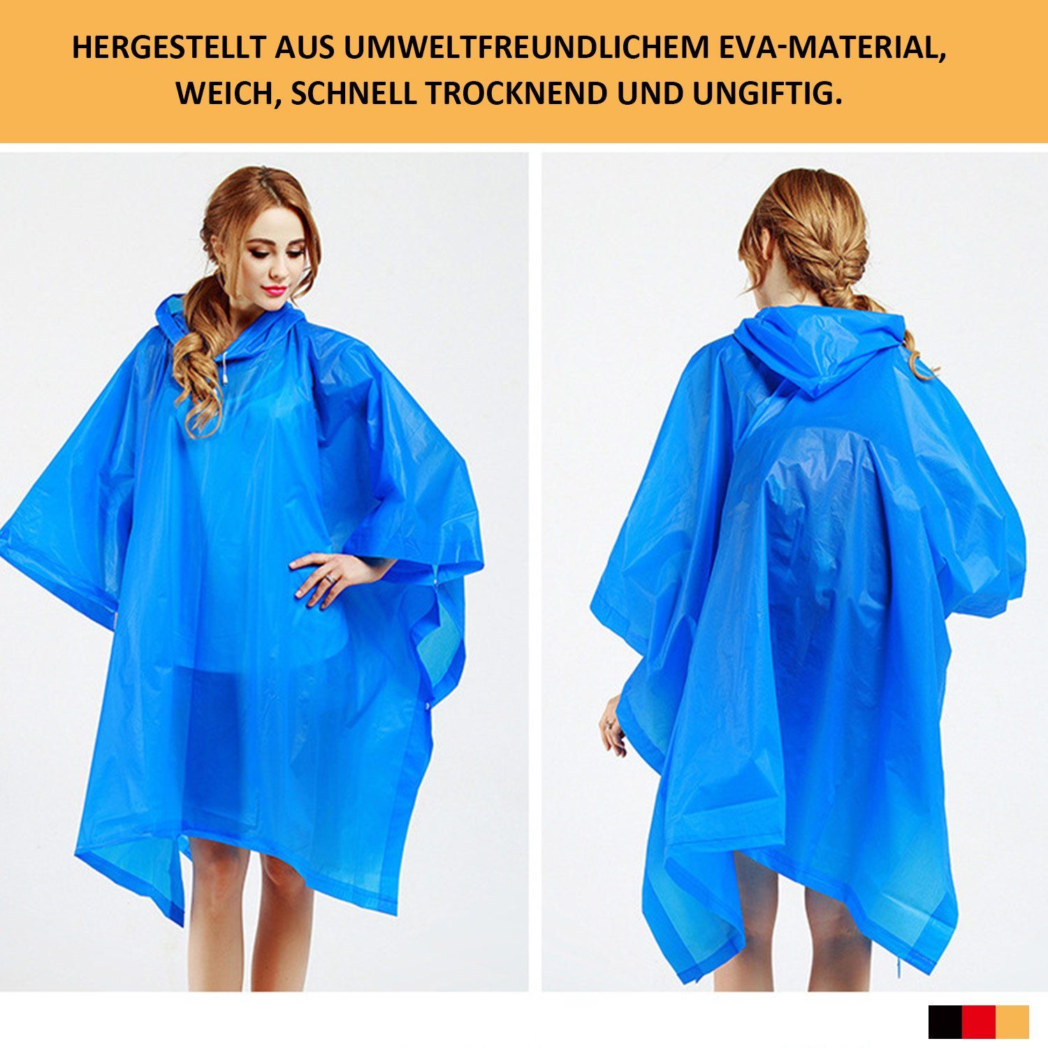 MAGICSHE Wasserdicht Festival Blau für Regenjacke Damen Regenponcho Regenmantel