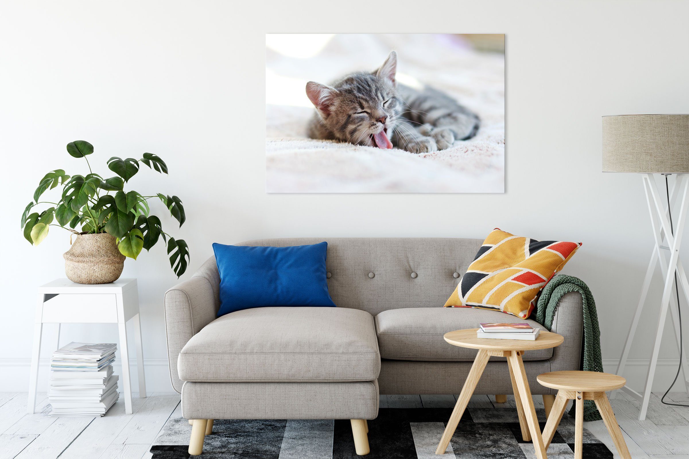 Pixxprint Leinwandbild bespannt, inkl. Kätzchen (1 fertig Leinwandbild Kätzchen, Kleines Kleines St), Zackenaufhänger
