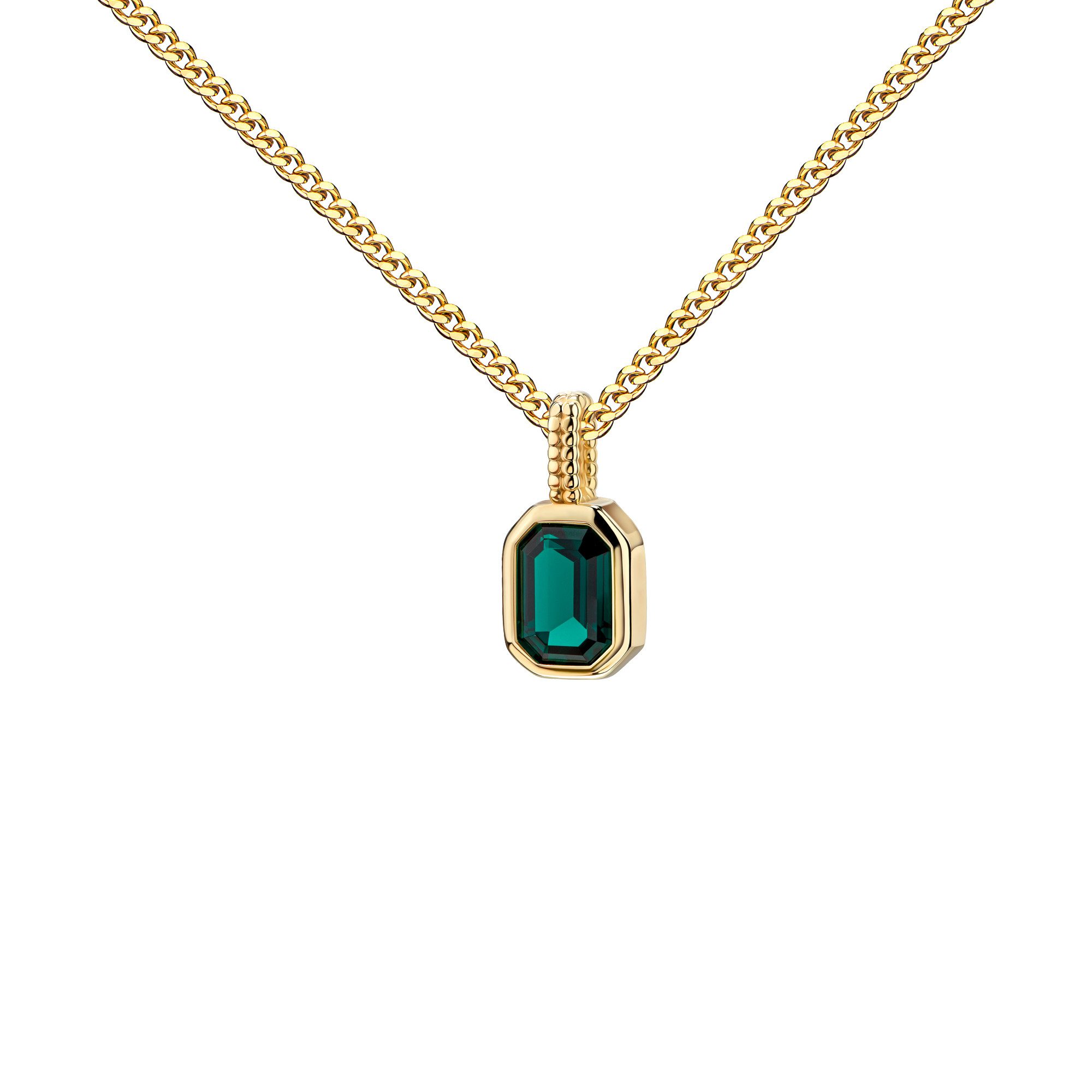 JEVELION Kette mit Anhänger 333 Goldanhänger mit grünem Zirkonia - Made in Germany (Goldanhänger, für Damen und Mädchen), Mit Kette vergoldet- Länge wählbar 36 - 70 cm oder ohne Kette.
