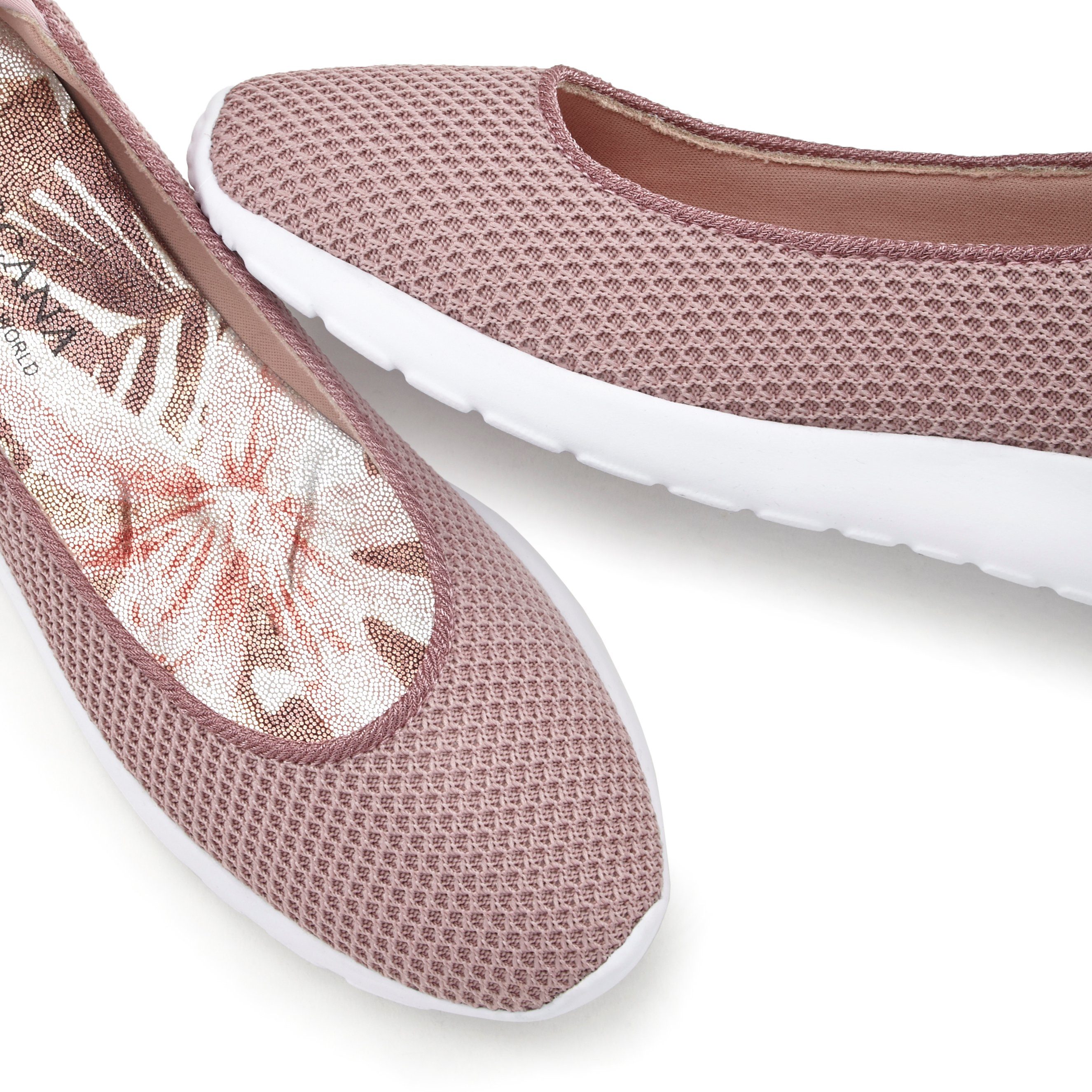 Slipper, Sneaker Halbschuh, LASCANA rosa Ballerina Mesh-Optik Slip-In, leichte Freizeitschuh,