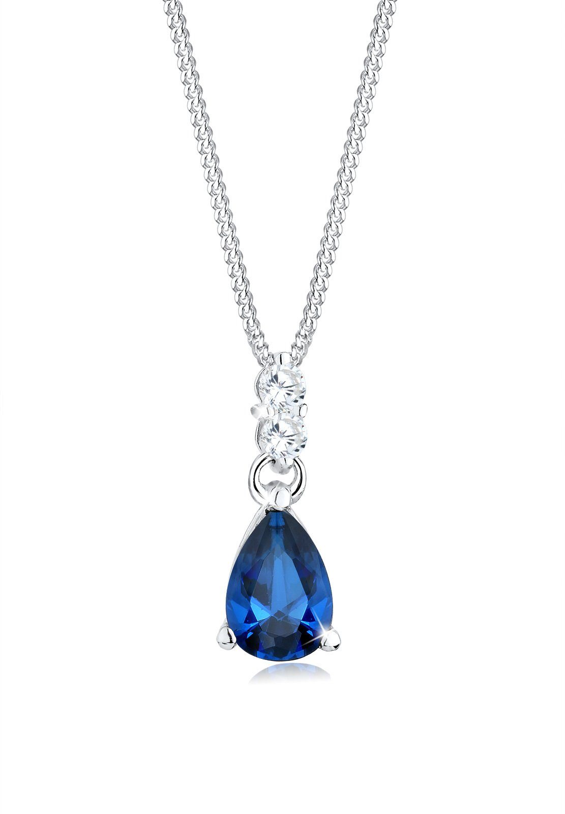 Tropfen Saphirblau Kette Anhänger Tropfen Elli mit Zirkonia Anhänger Silber,