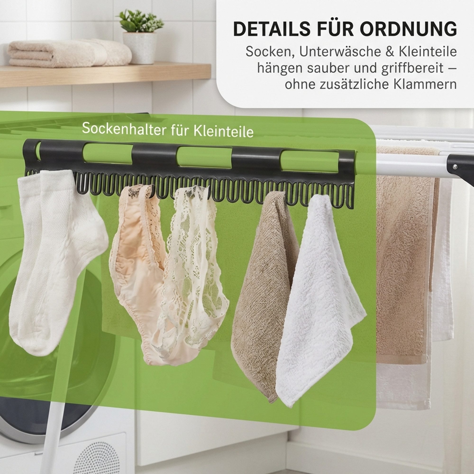 Gardissimo Wäscheständer Extend ausziehbar klappbar mit Rollen Wäschetrockner, 21 m Trockenfläche / ausziehbar / klappbar / mit Rollen – Bild 4 von 5