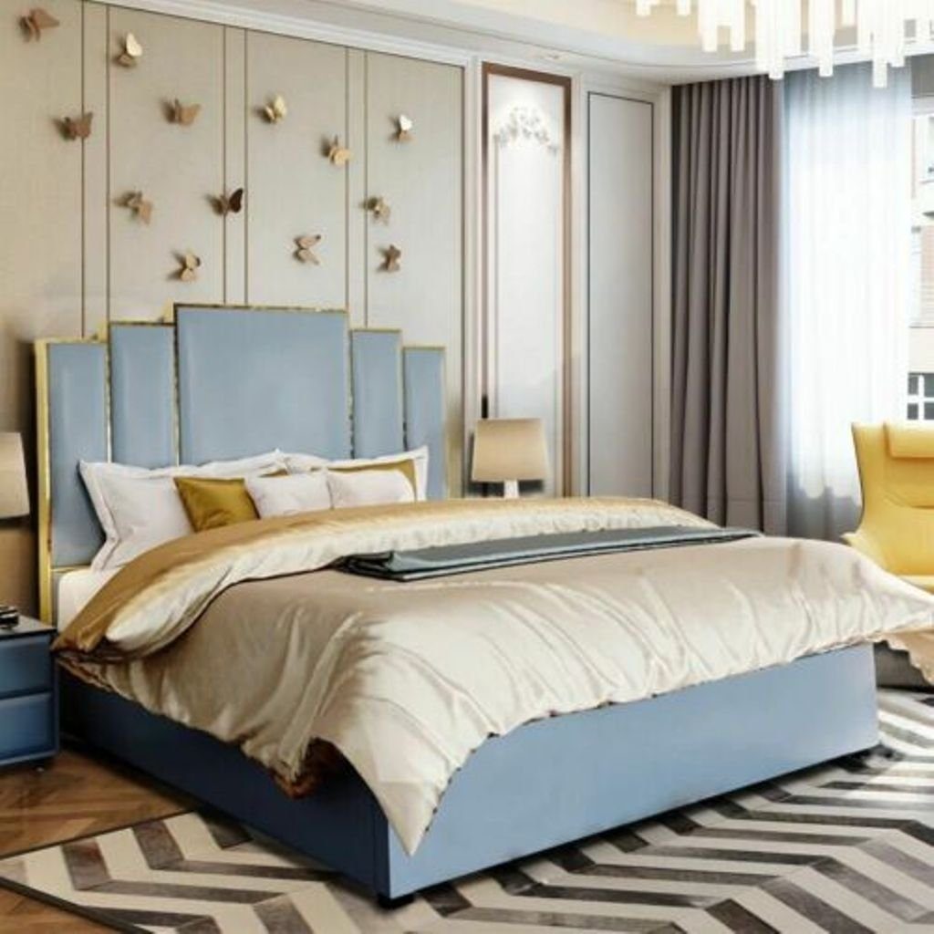 JVmoebel Lederbett, Polster Zimmer Bett Ehe Luxus Hotel 180x200cm Betten Schlaf Design