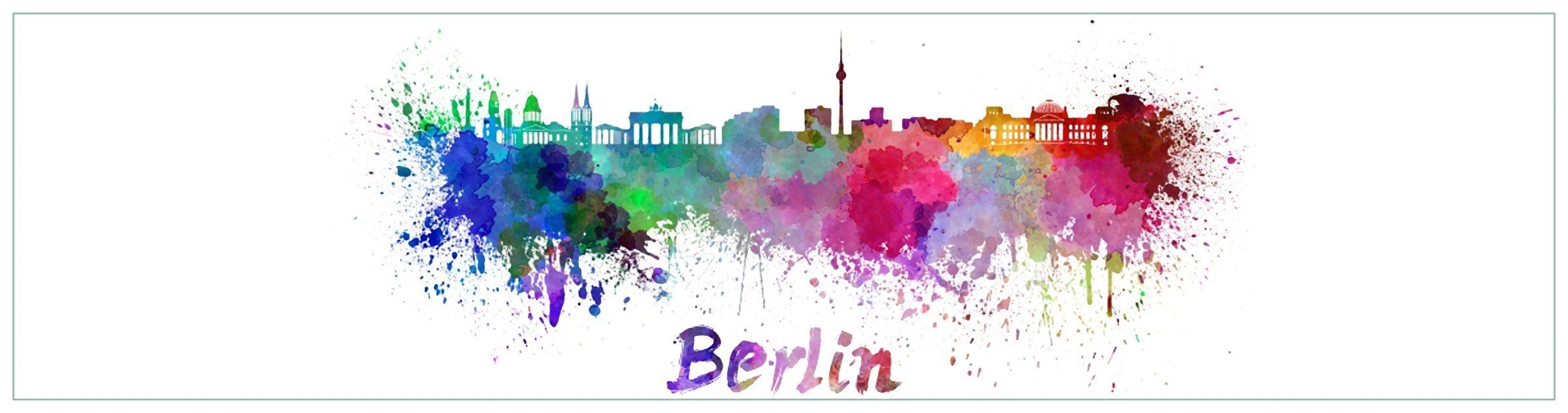 Wallario Küchenrückwand Städte als Aquarell - Skyline von Berlin, (1-tlg)