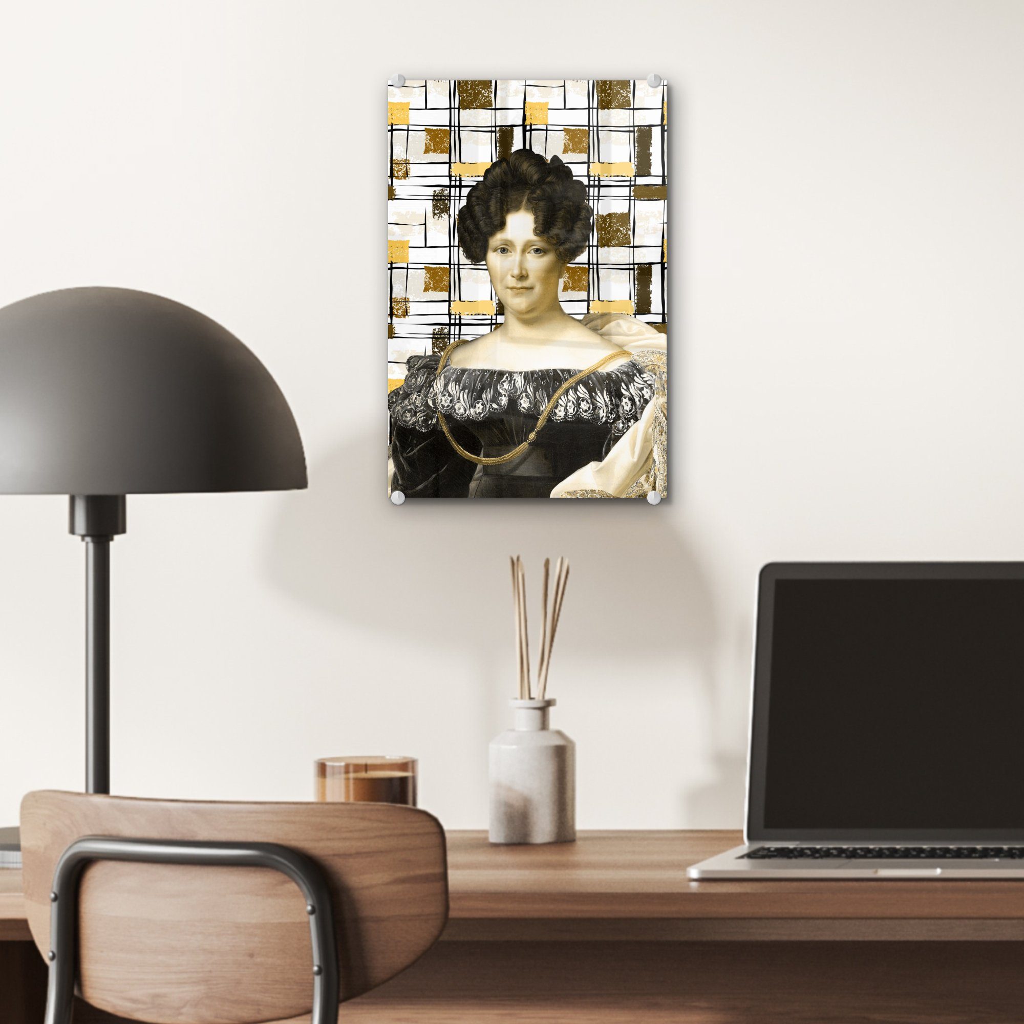 MuchoWow Acrylglasbild Mondrian - St), auf Glasbilder - auf (1 Johanna Bronze, Wandbild - Engelen Foto - Wanddekoration Glas Glas Bilder - bunt Henriette