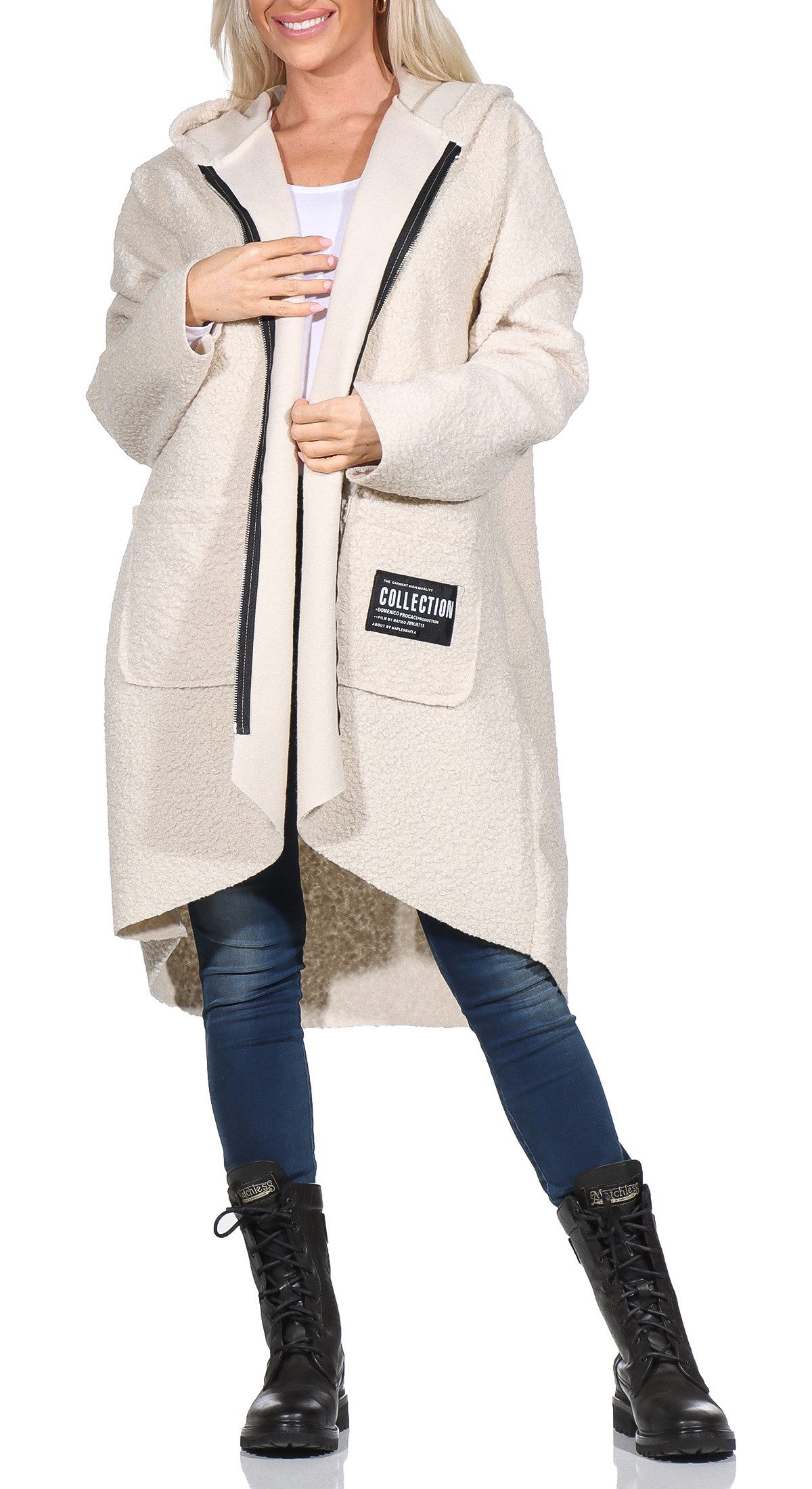 simaranda Kapuzennickijacke Damen Jacke 29503 38-44 Beige mit Kapuze