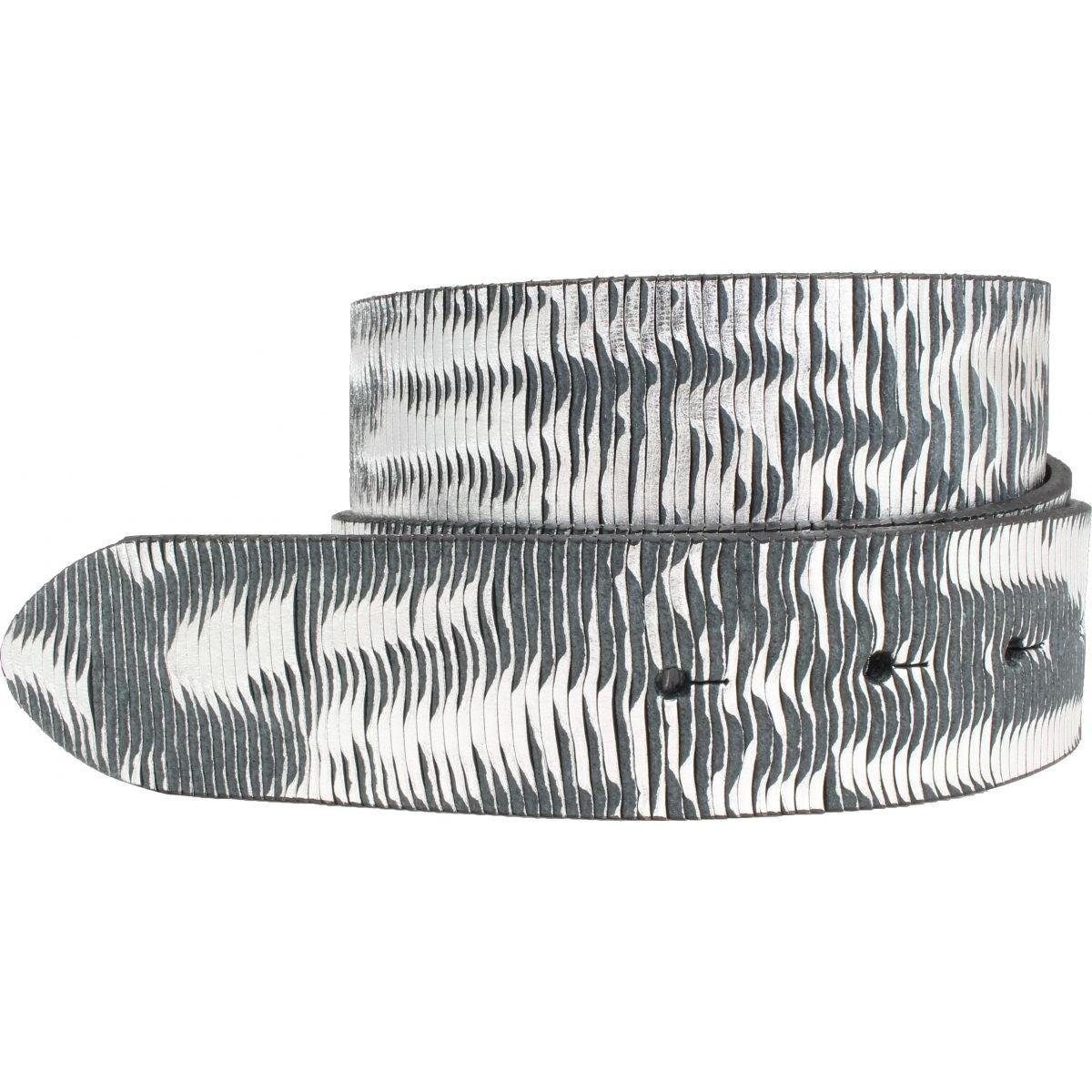 BELTINGER Ledergürtel Wechselgürtel aus Vollrindleder Metall-Optik ohne Schnalle 4 cm - Druc Schwarz Metallik