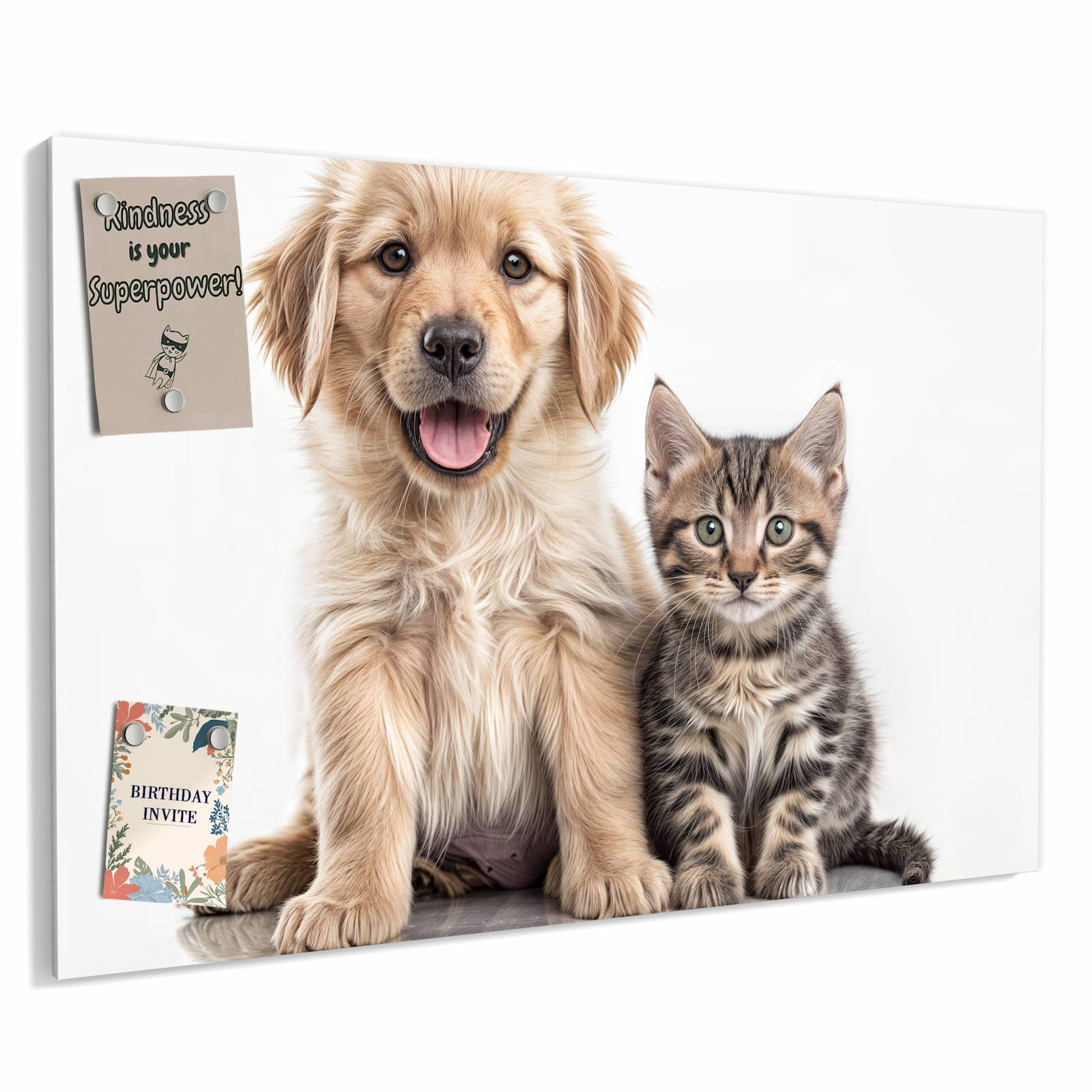 Primedeco Memoboard Metall Katze und Hund – beschreibbar & magnetisch, (Inklusive Stift, Magnete und Montagematerial, 1-tlg., 9 verschiedene Größen), Magnetisch und Beschreibbar