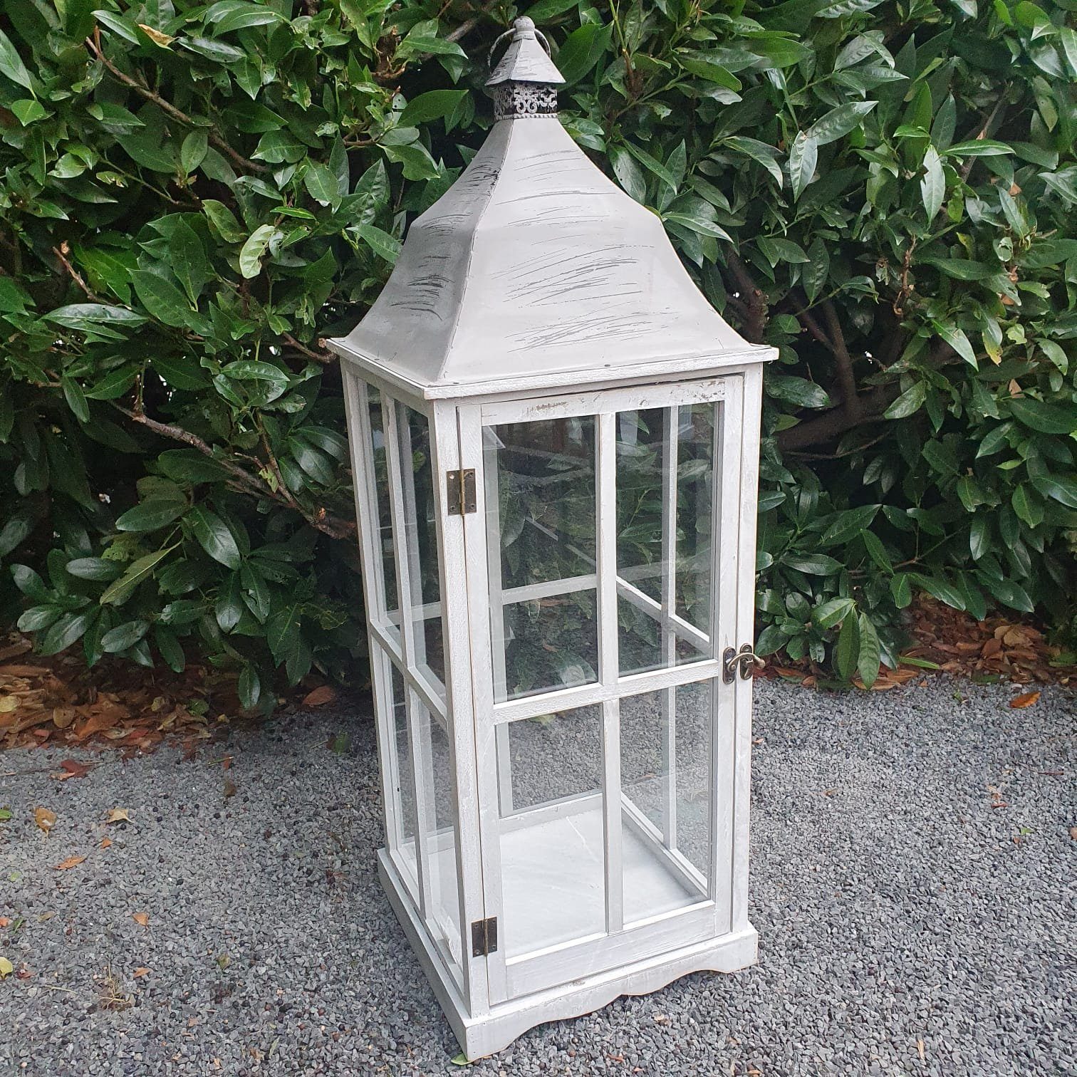 Aspinaworld Kerzenlaterne Große Laterne 91 cm grau - Holzlaterne mit Metall günstig online kaufen