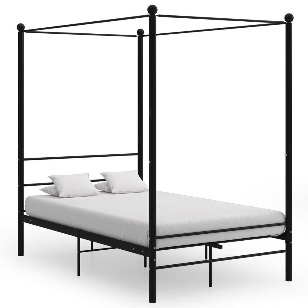 vidaXL Bett Himmelbett Schwarz Metall 140x200 cm