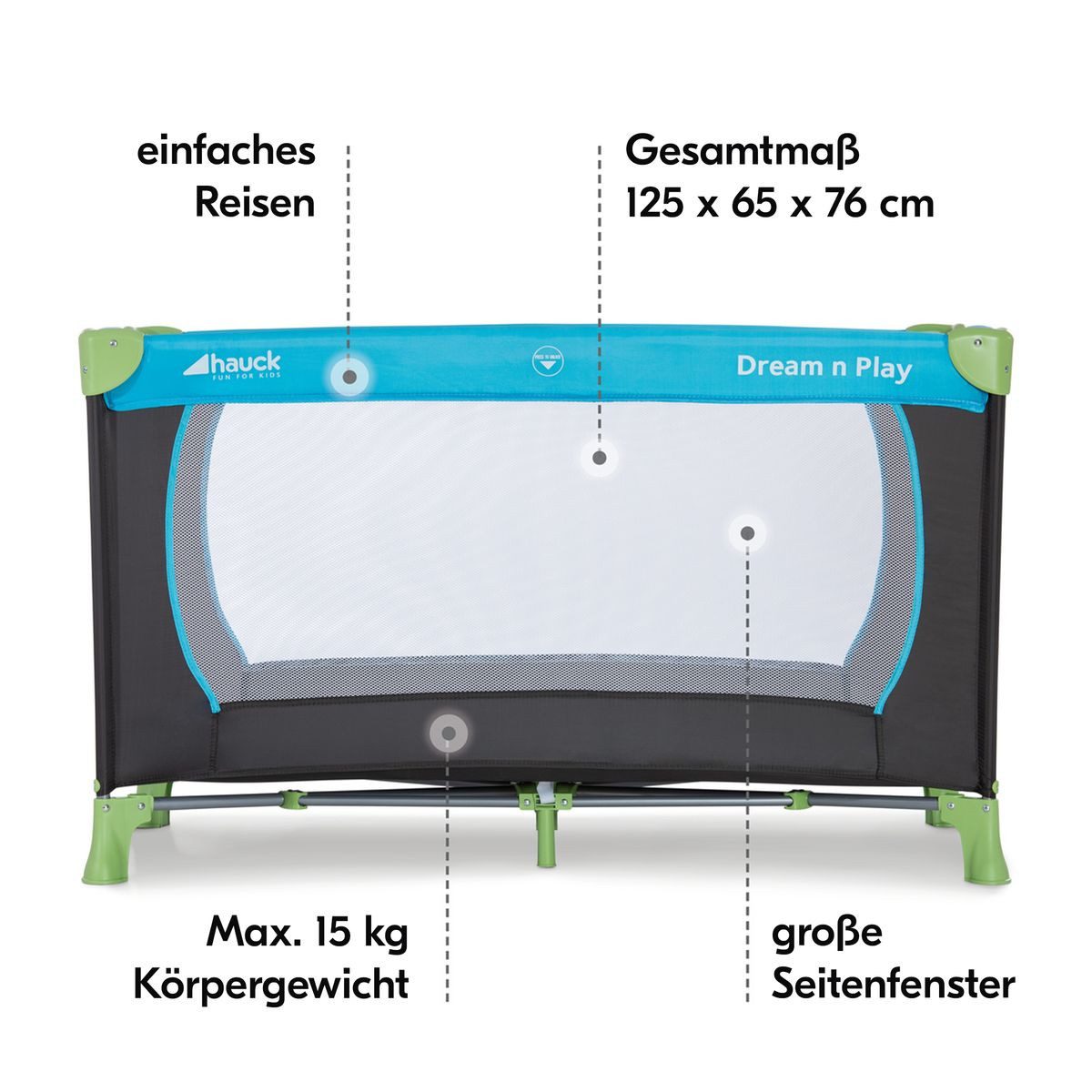 Hauck Baby-Reisebett Dream'n Play - Set - Waterblue, 4-tlg., Kinderreisebet günstig online kaufen