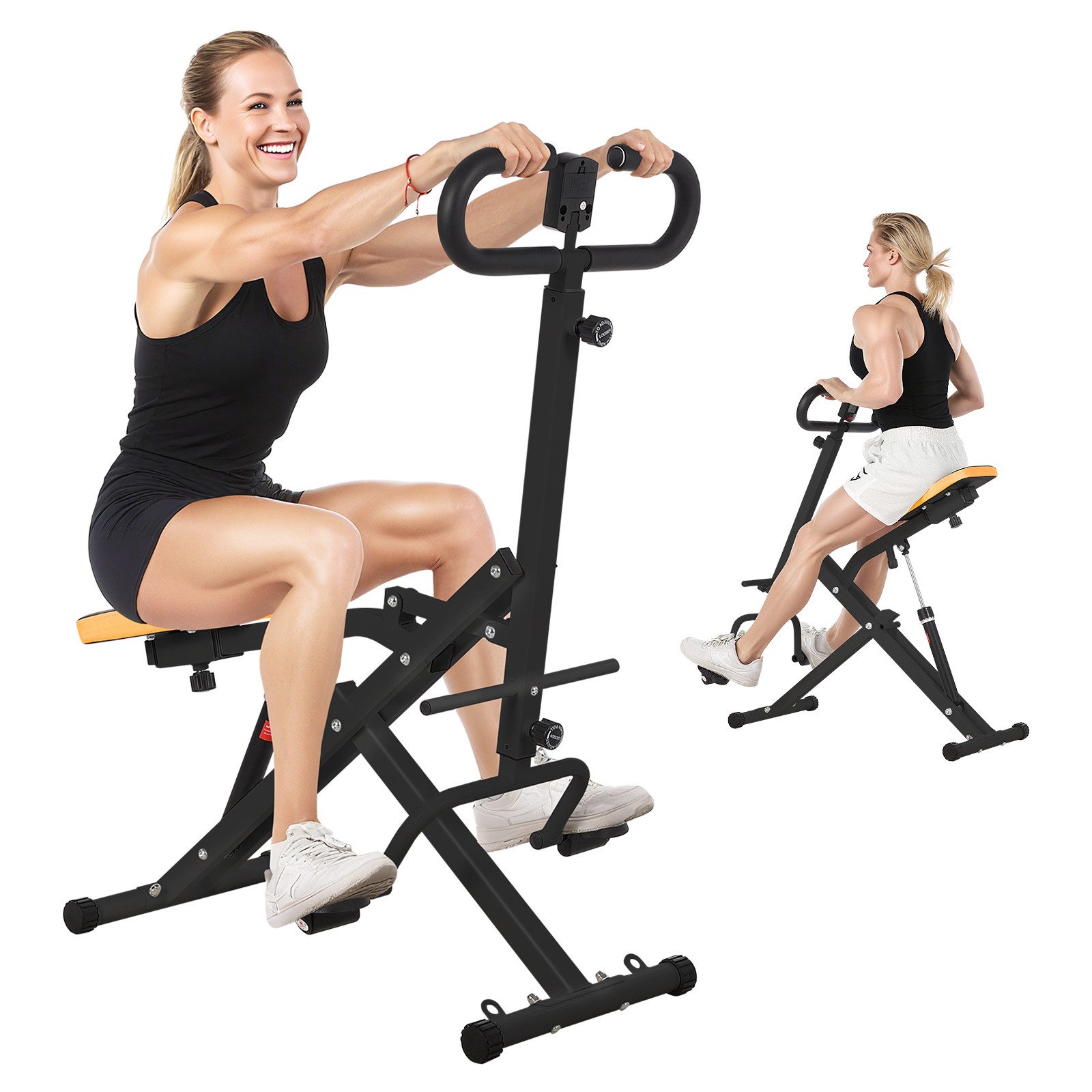 GarveeMore Bauchtrainer Fitnessgerät für zuhause, bauch abnehmend, multifunktional, klappbar, 12 Widerstandsstufen, LCD-Monitor, 160 kg Traglast