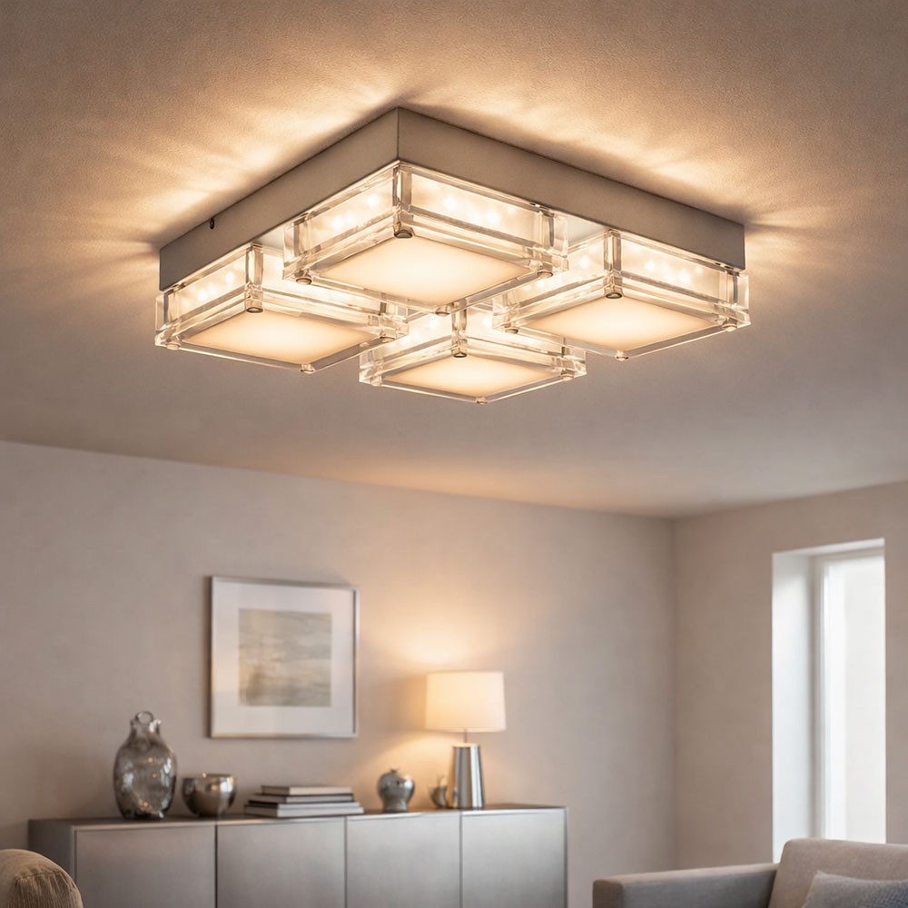 WOFI LED Deckenleuchte, LED-Leuchtmittel fest verbaut, Neutralweiß, Deckenleuchte Deckenlampe Wohnzimmerleuchte, 4-flammig, Modern