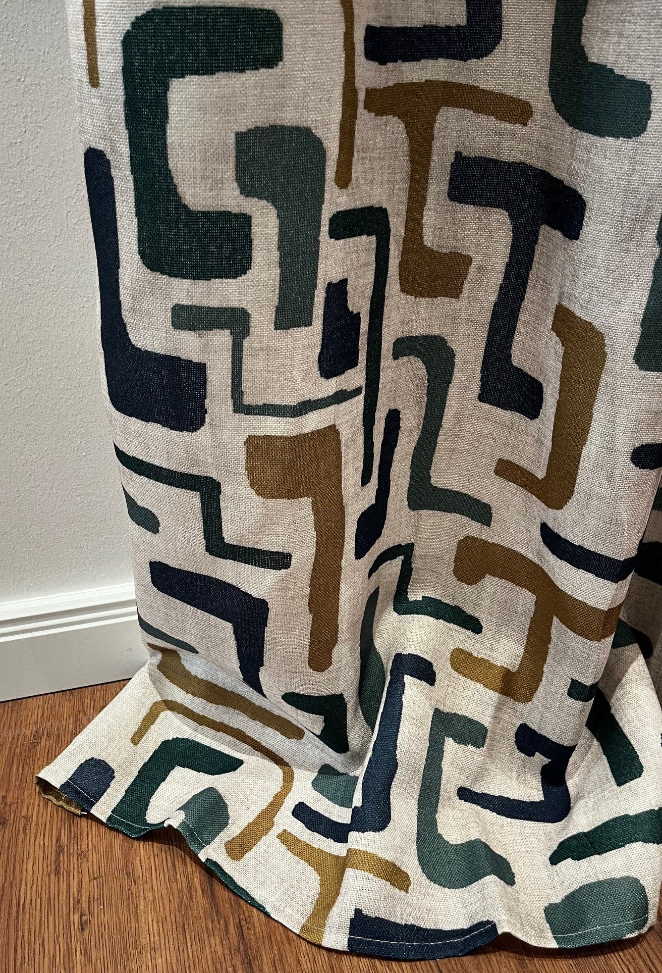 novumfix Vorhang Ösenschal "Boho-grün"Leinenstruktur tolles Muster 140x260cm(BxH), blickdicht, extra lang