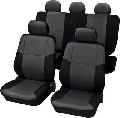 Petex Autositzbezug 15-tlg Set "Sylt" in schwarz, universelle Passform, Geeignet für Fahrzeuge mit/ohne Seitenairbag, SAB 2 Vario Plus