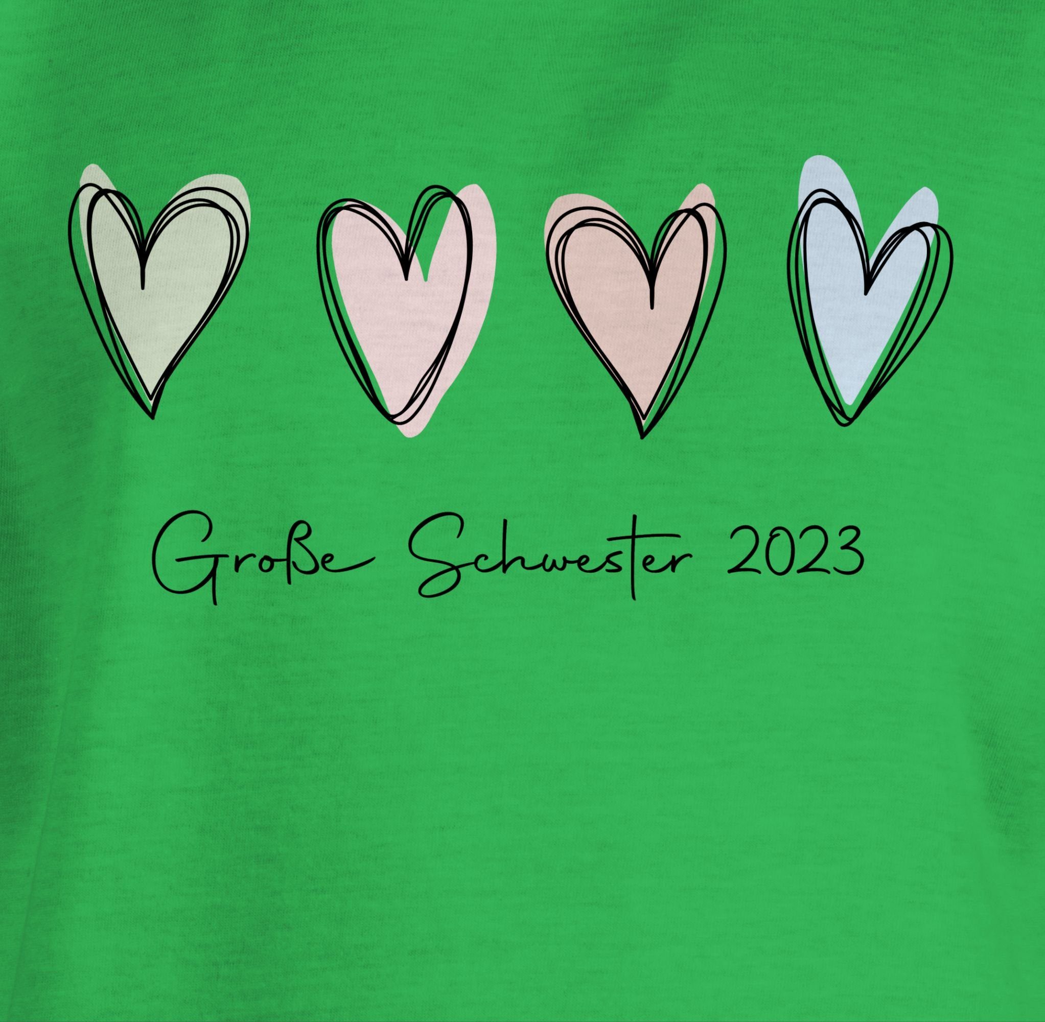 Shirtracer T-Shirt Große Schwester 2023 1 Große Big Grün Schwester Sister