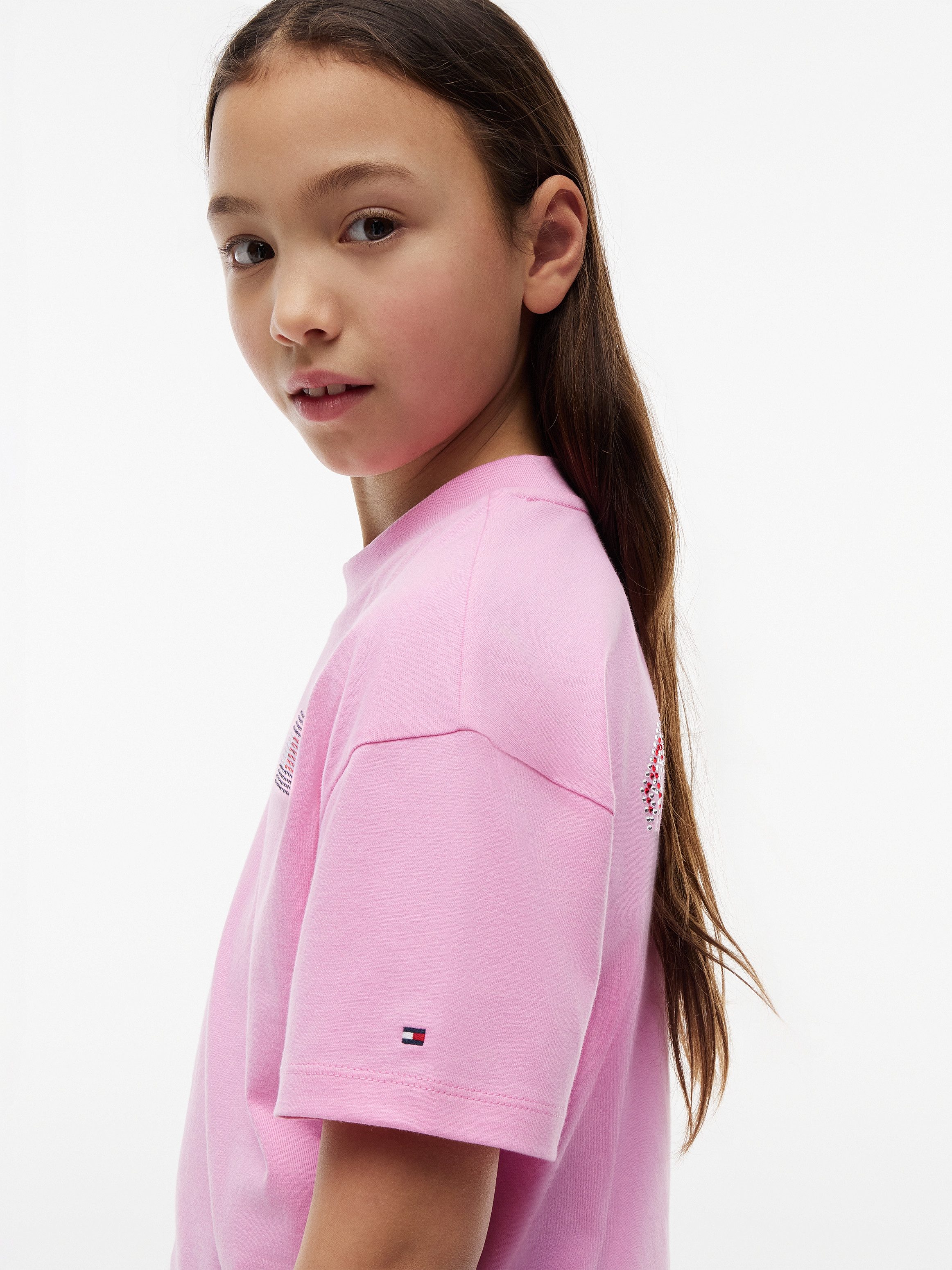 Tommy Hilfiger T-Shirt Rundhalsausschnitt, mit Glitzersteinen, Kinder bis 16 Jahre
