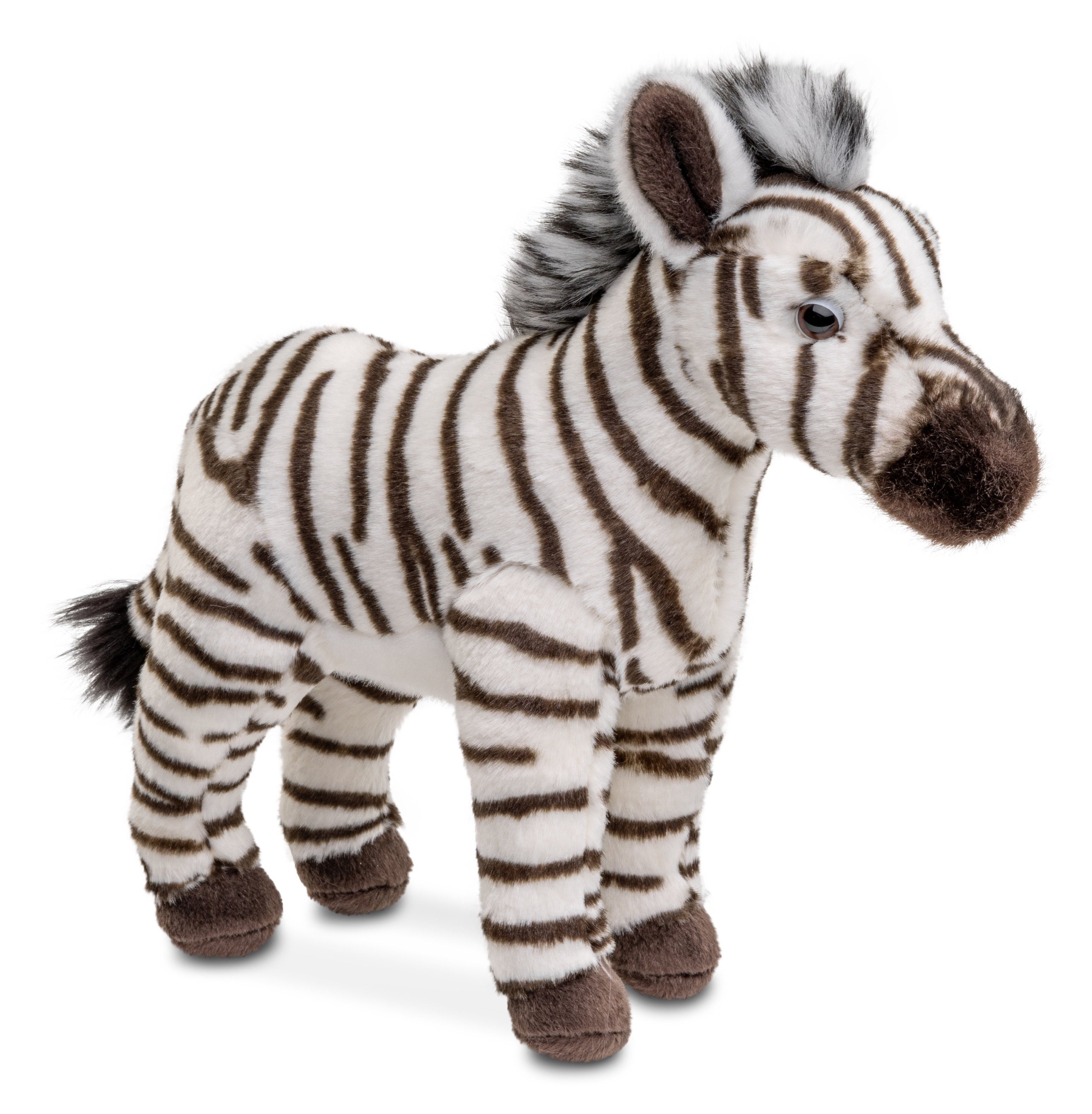 Uni-Toys Kuscheltier Zebra, stehend - 23 cm oder 31 cm (Höhe) - Plüsch-Pferd - Plüschtier, zu 100 % recyceltes Füllmaterial