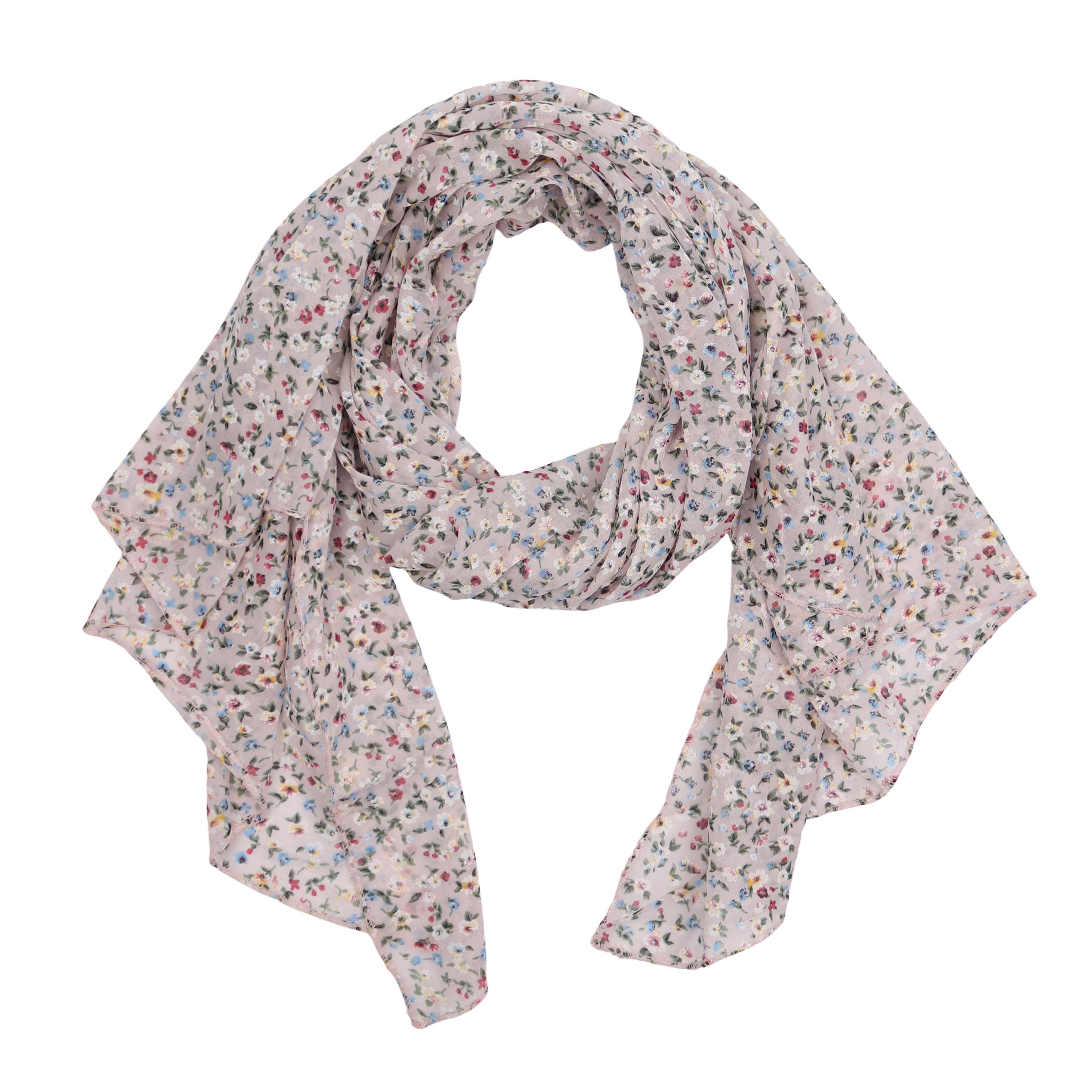 MIRROSI Modeschal Asymmetrischer Schal, Made in Italy 20% Seide 80% Baumwolle, (ca.170x77cm; leicht und bequem, Streublüchen Muster), Damen Halstuch ideal für Frühling, Sommer und Herbst