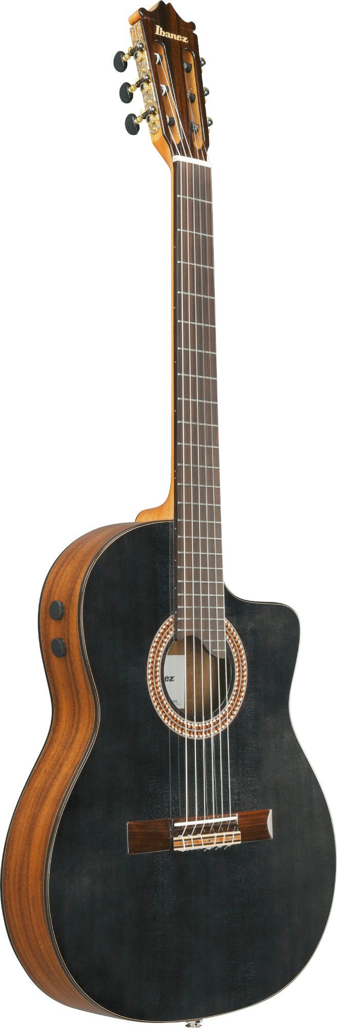 Ibanez Konzertgitarre GA360TCE-TBK Thinline-Konzertgitarre Black High Gloss, 4/4, Thinline-Konzertgitarre mit zwei Tonabnehmern und Cutaway