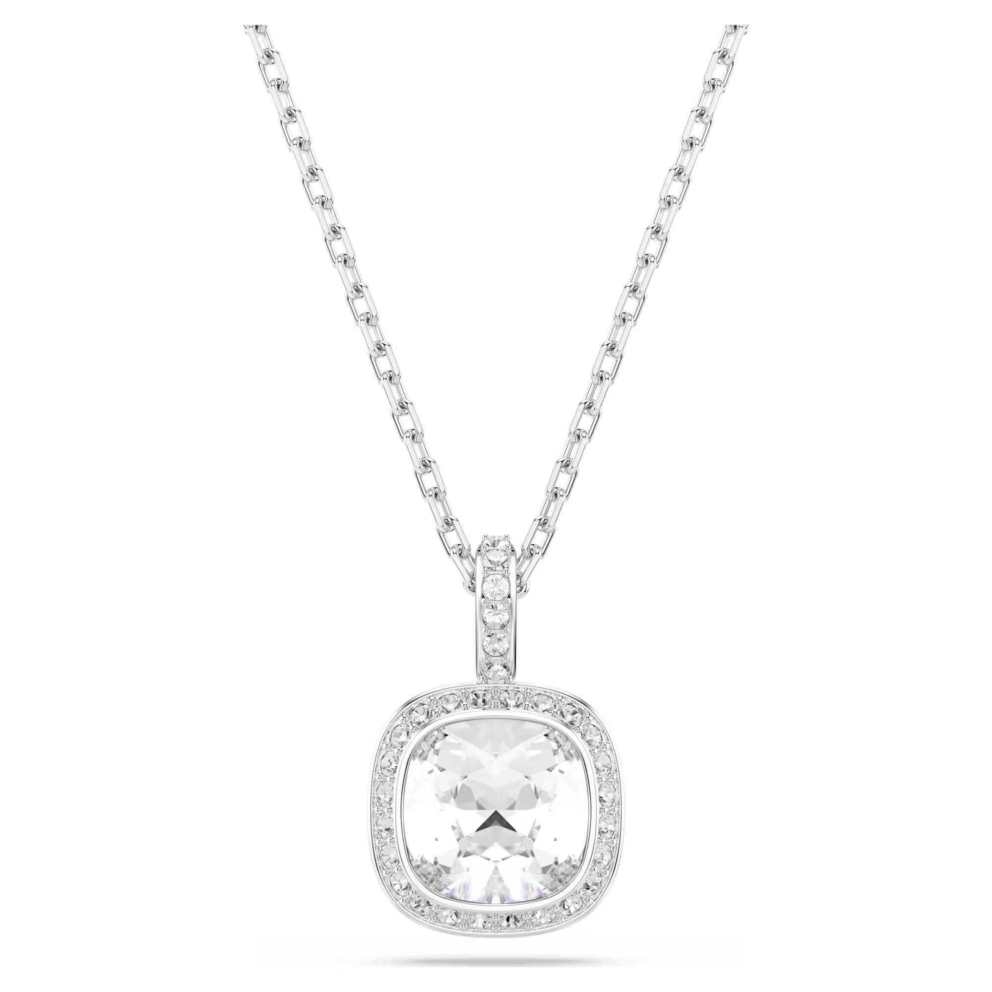 Kristallanhänger Swarovski Halskette Una 5754340 Kissenschliff, Weiß, Rhodiniert