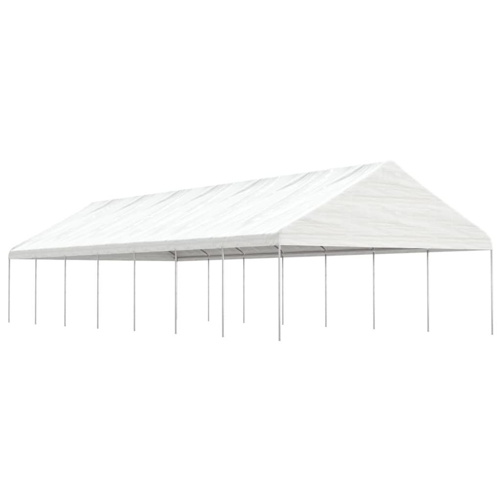 furnicato Pavillon mit Dach 15,61x5,88x3,75 m Weiß, UV-beständiges Partyzelt mit stabilem Rahmen aus verzinktem Stahl