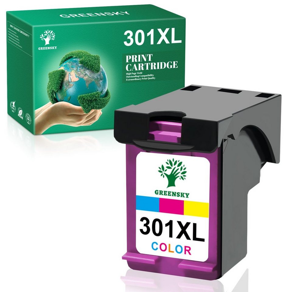 Greensky 301 Farbepatronen für HP 301XL Tintenpatrone (für Envy 4525 4520  4527 Deskjet 3630 3636 2130, Officejet 3831 3830 3833 5230 5220)