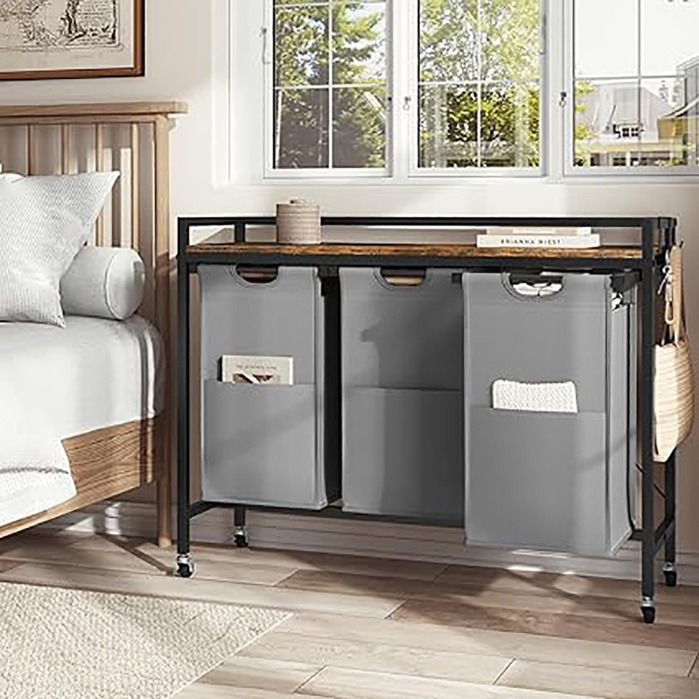 EUGAD Wäschekorb (1 St), Wäschesammler, mit Rollen, Ablage, Haken, ausziehb günstig online kaufen