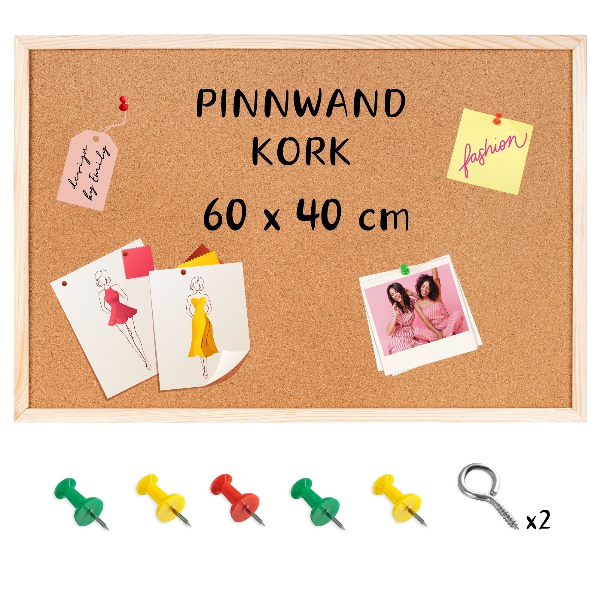 Creative Deco Pinnwand Große Pinnwand Kork, inkl. 5 Pinwandnadeln günstig online kaufen