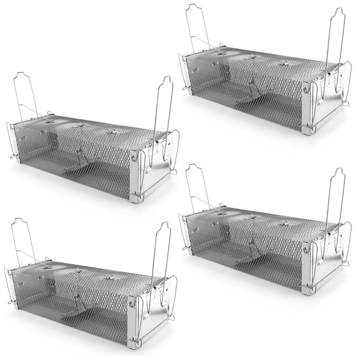 MidGard Lebendfalle wetterfeste Rattenfalle, Kastenfalle, Marderfalle für innen und außen, aus Stahl mit Trittbrettauslösung für beidseitigen Lebendfang