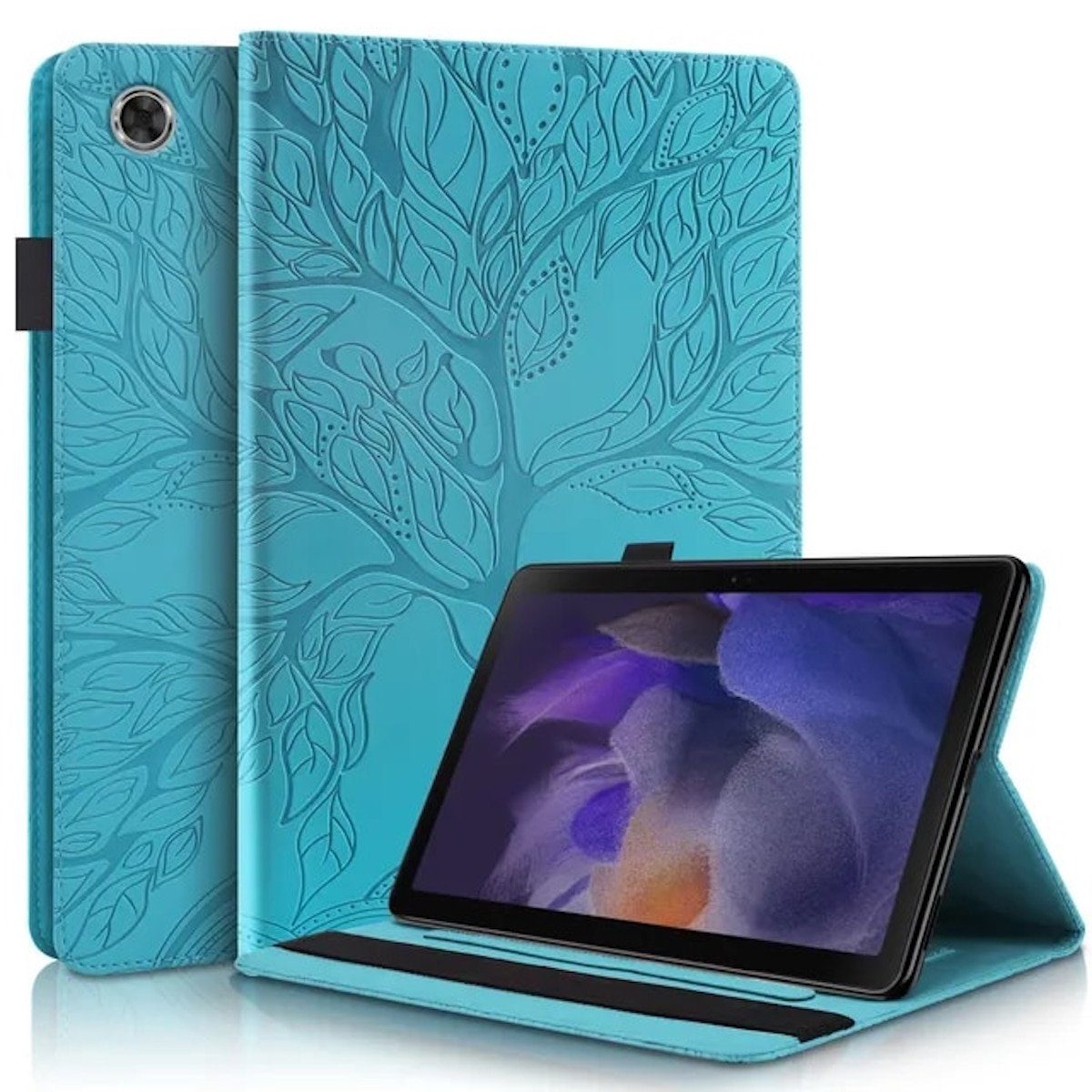 Wigento Tablet-Hülle Aufstellbare Kunstleder Tasche Baum für Samsung Galaxy Tab A9 Plus