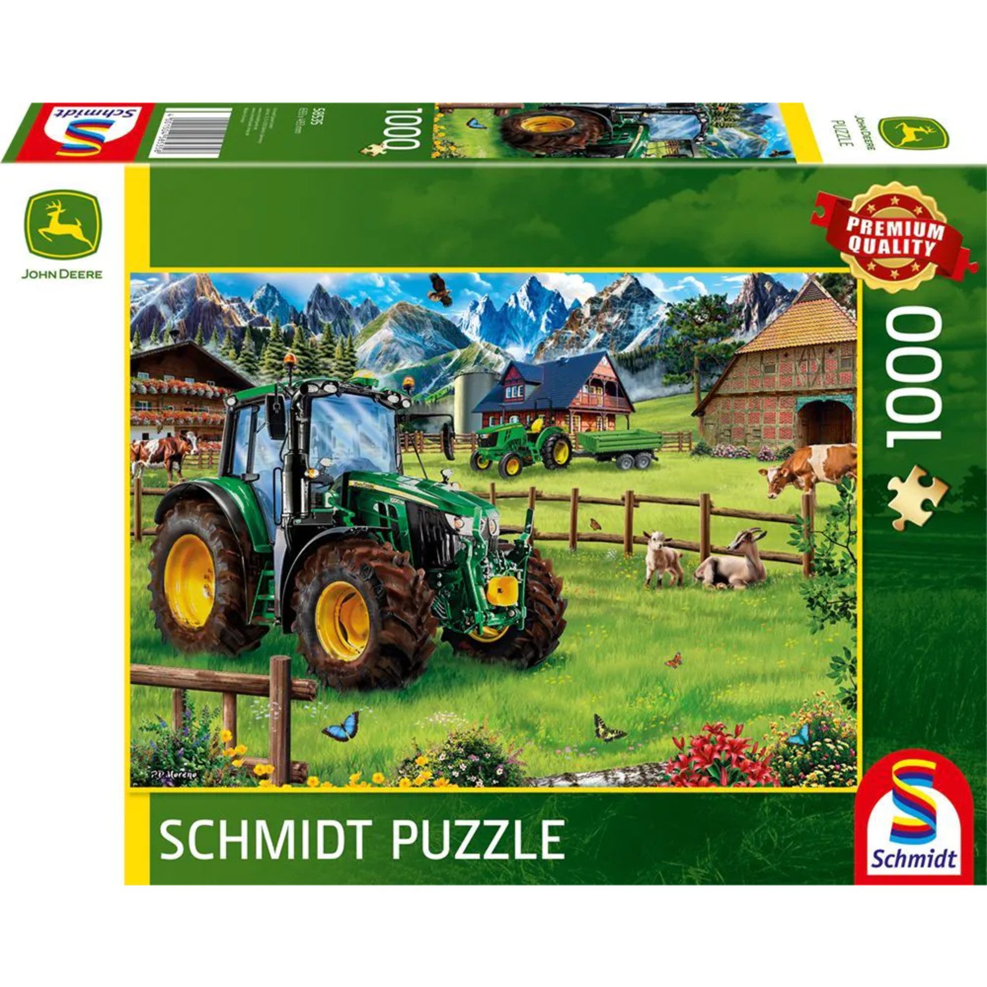 Schmidt Spiele Puzzle John Deere Alpenvorland mit Traktor 6120M, 1000