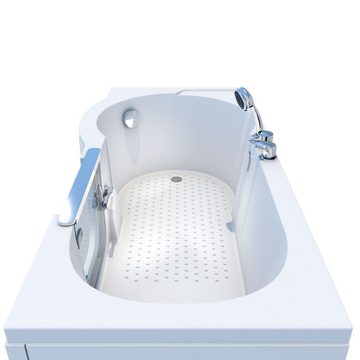 AcquaVapore Badewanne Sitzbadewanne Senioren Wanne Sitzwanne mit Tür S12-R, mit Fußgestell und Ablaufarmatur