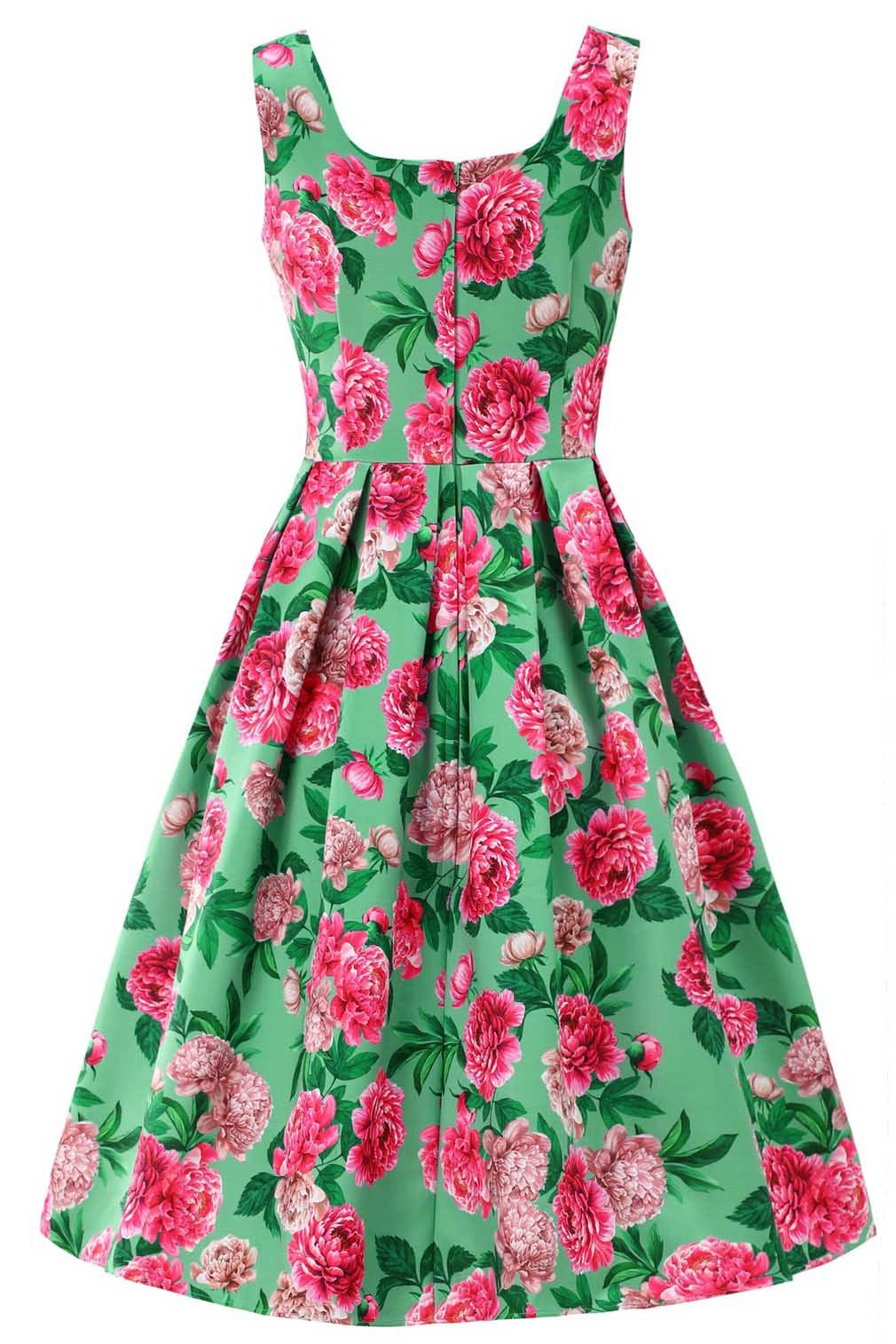 Dolly and Dotty A-Linien-Kleid Amanda Pink Peony Mint Green Retro Rockabill günstig online kaufen