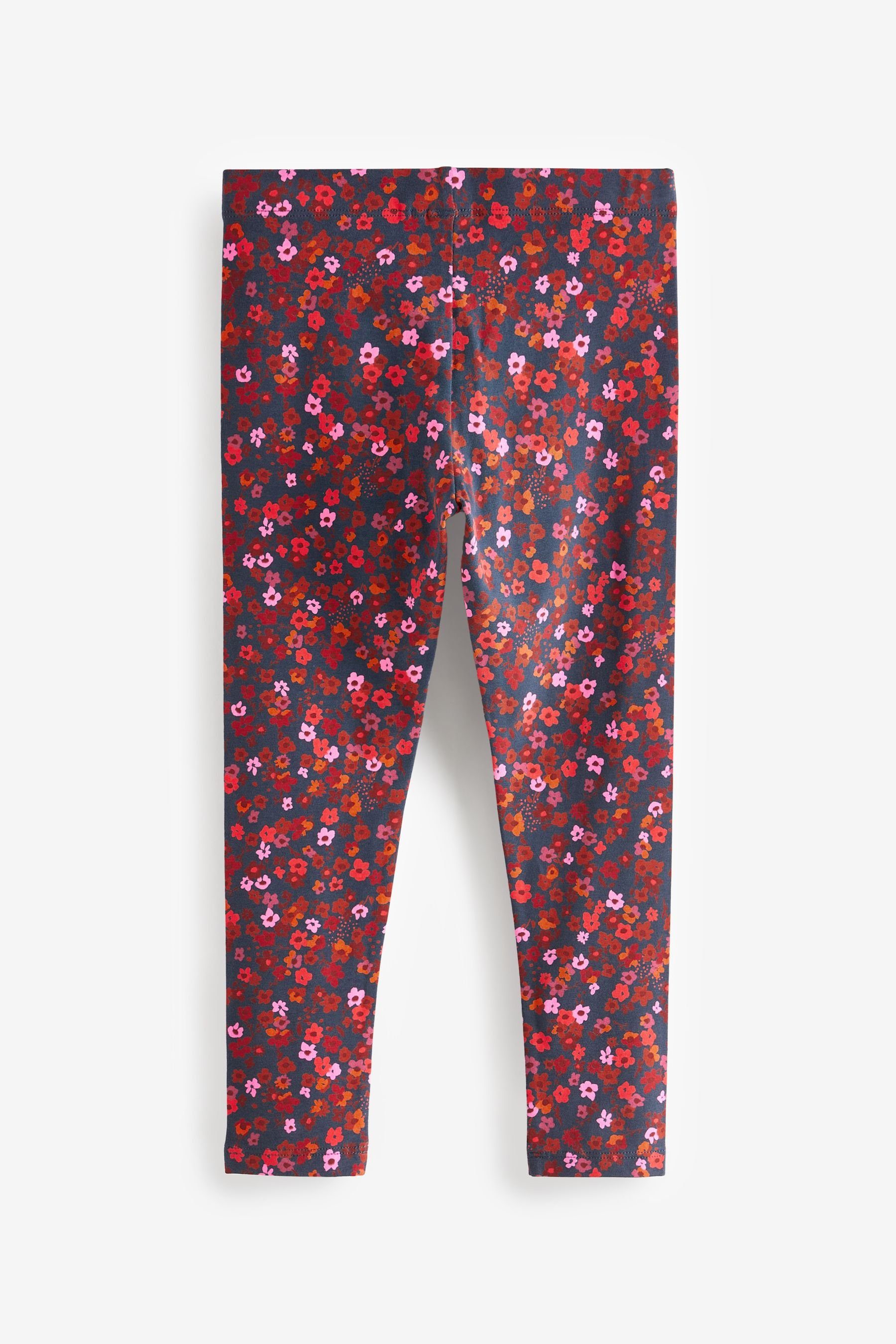 (5-tlg) Ditsy Floral Navy Blue/Neutral/Red Print Leggings Leggings, 5er-Pack Next
