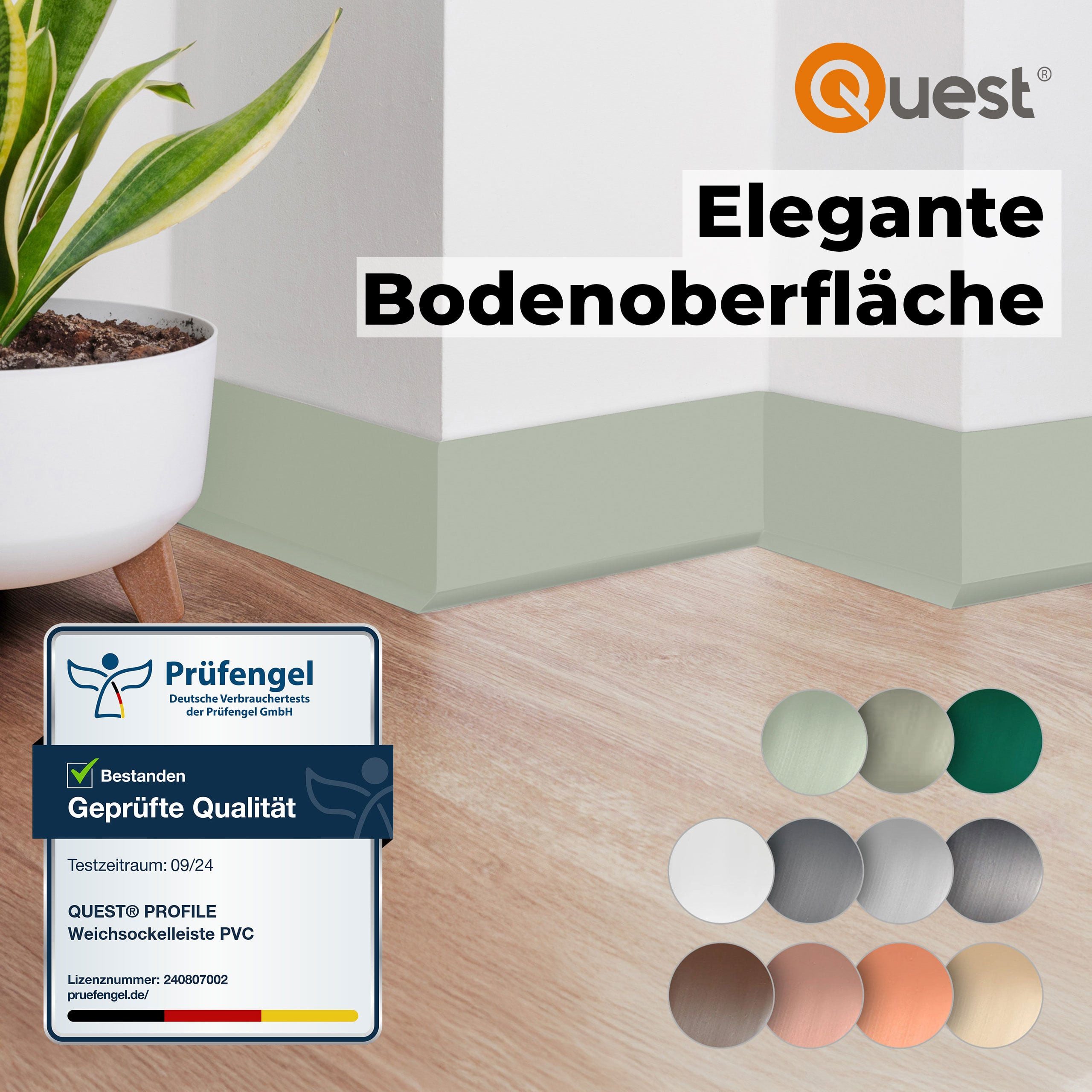 Quest Sockelleiste Weichsockelleiste Selbstklebend Knickleiste 70x20 mm, L: 100,00 cm, H: 7,00 cm, Packung, 1-St., wasserfest, UV-beständig, für Küche & Bad – Bild 5 von 5