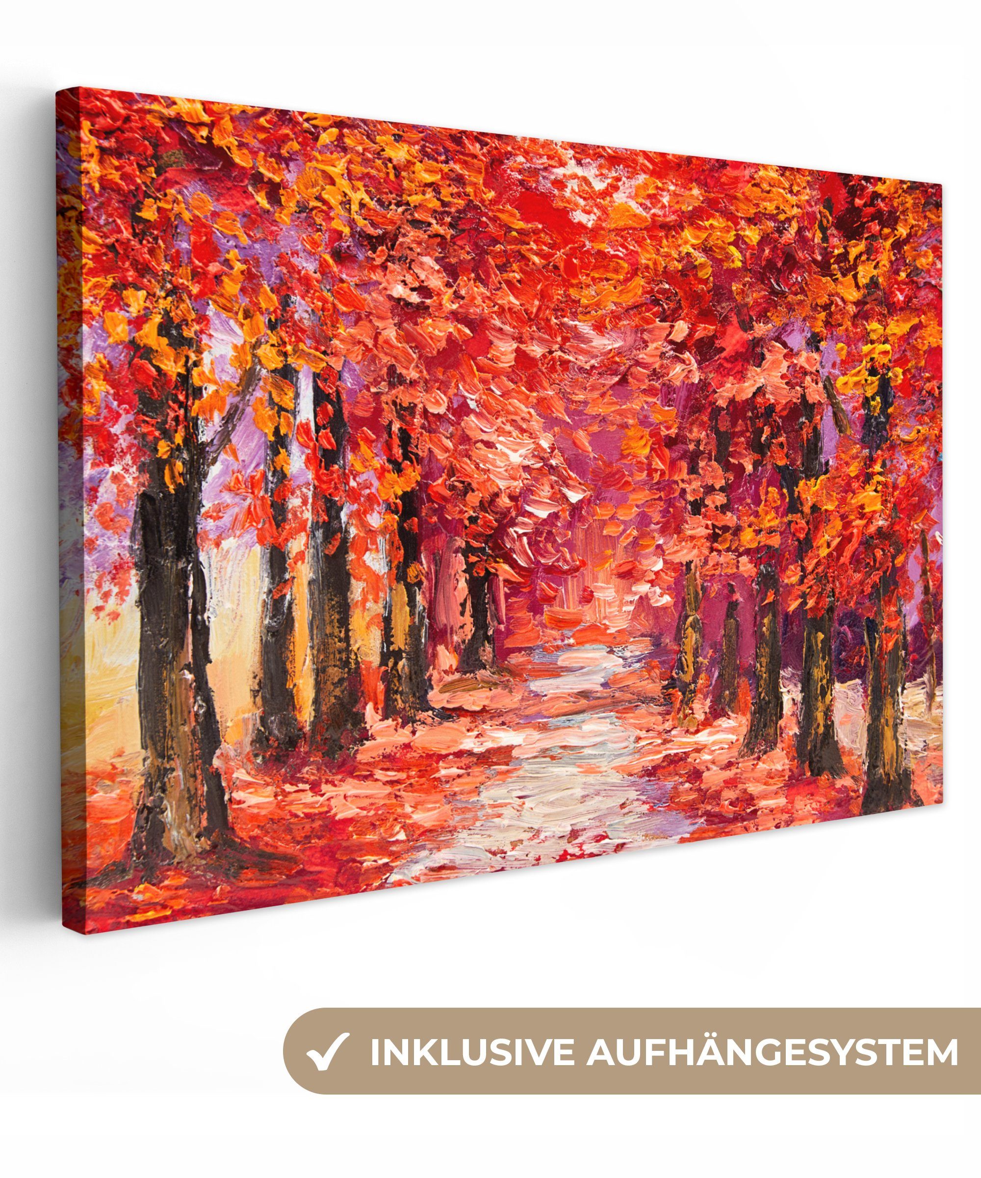 OneMillionCanvasses® Leinwandbild Kunstdrucke - Bäume - Herbst - Ölfarbenop günstig online kaufen