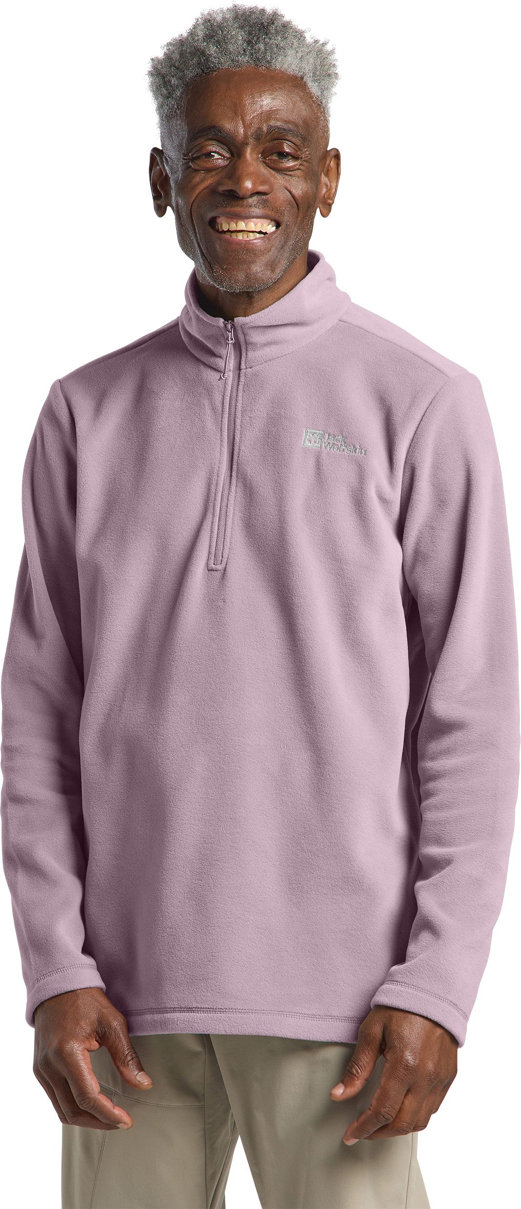 Bild von Jack Wolfskin Fleecepullover TAUNUS HZ M aus recyceltem Polyester, atmungsaktiv, grau, L (52), wild blossom