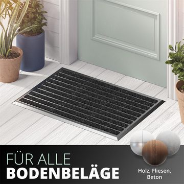 Fußmatte Fußabtreter außen, Schmutzfangmatte Außenbereich, WEST & EAST GmbH, mit silbernem Rand 40x60 cm