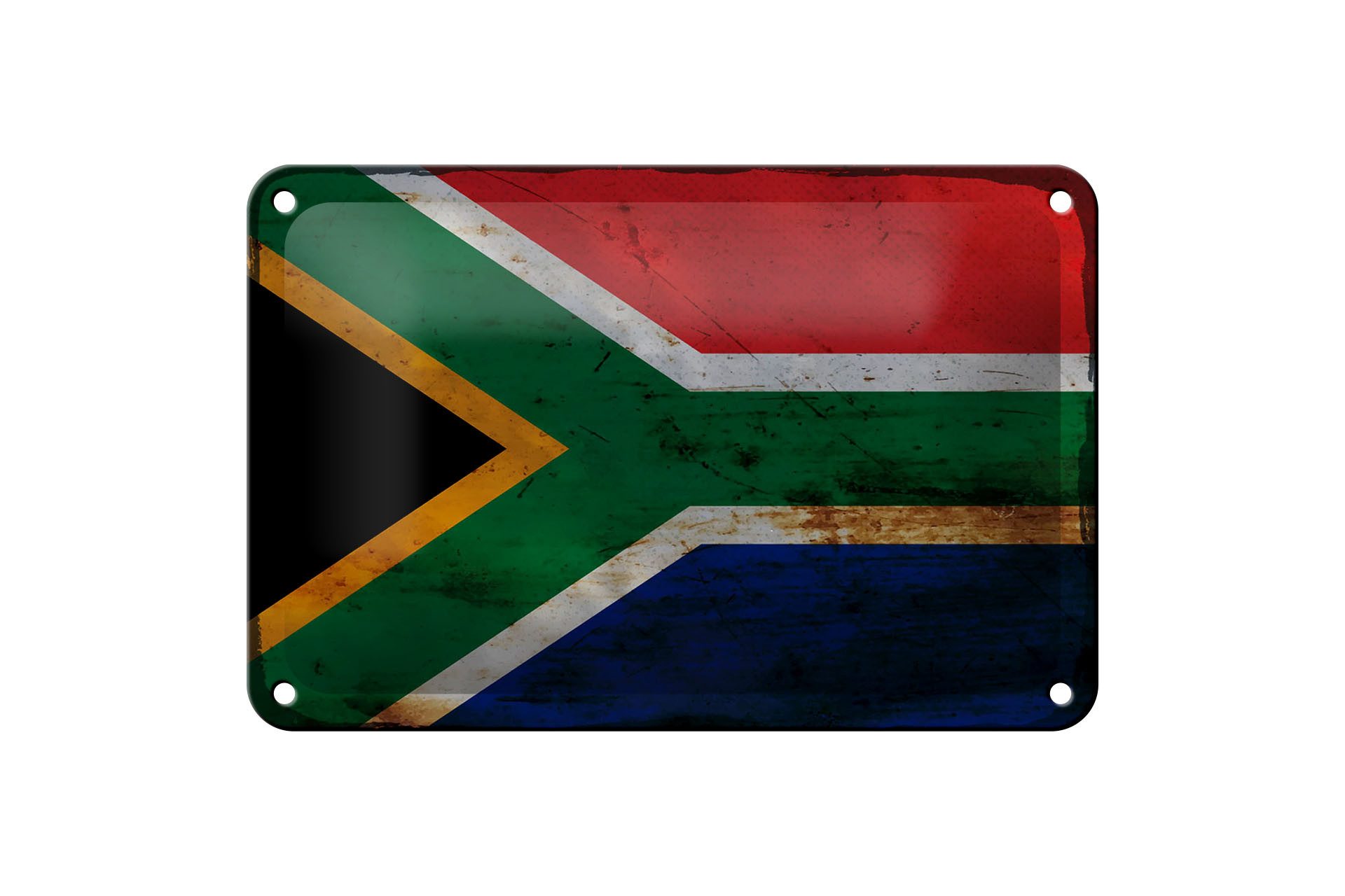 Femer GmbH Metallschild Flagge Südafrika 18x12cm South Africa Rost, (1 St), gewölbte Oberfläche, abgerundete Ecken, umgeschlagene Kanten