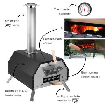 bremermann Pizzastein Pizzaofen inkl. Pizzastein 30x2x30 cm // für Brikett, Kohle, Pellets