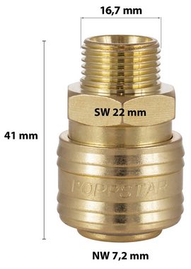 Poppstar Schnellkupplung Schnellkupplung Druckluft NW 7,2, (1-tlg), mit 3/8 Zoll Außengewinde für Druckluft-Anschluss