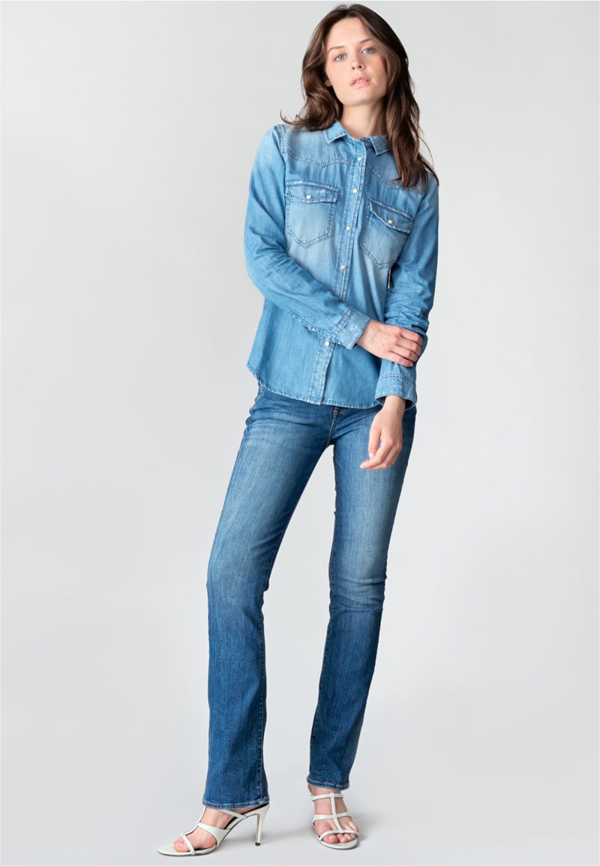 Le Temps Des Cerises Jeanshemd JUANITA mit klassischem Kragen