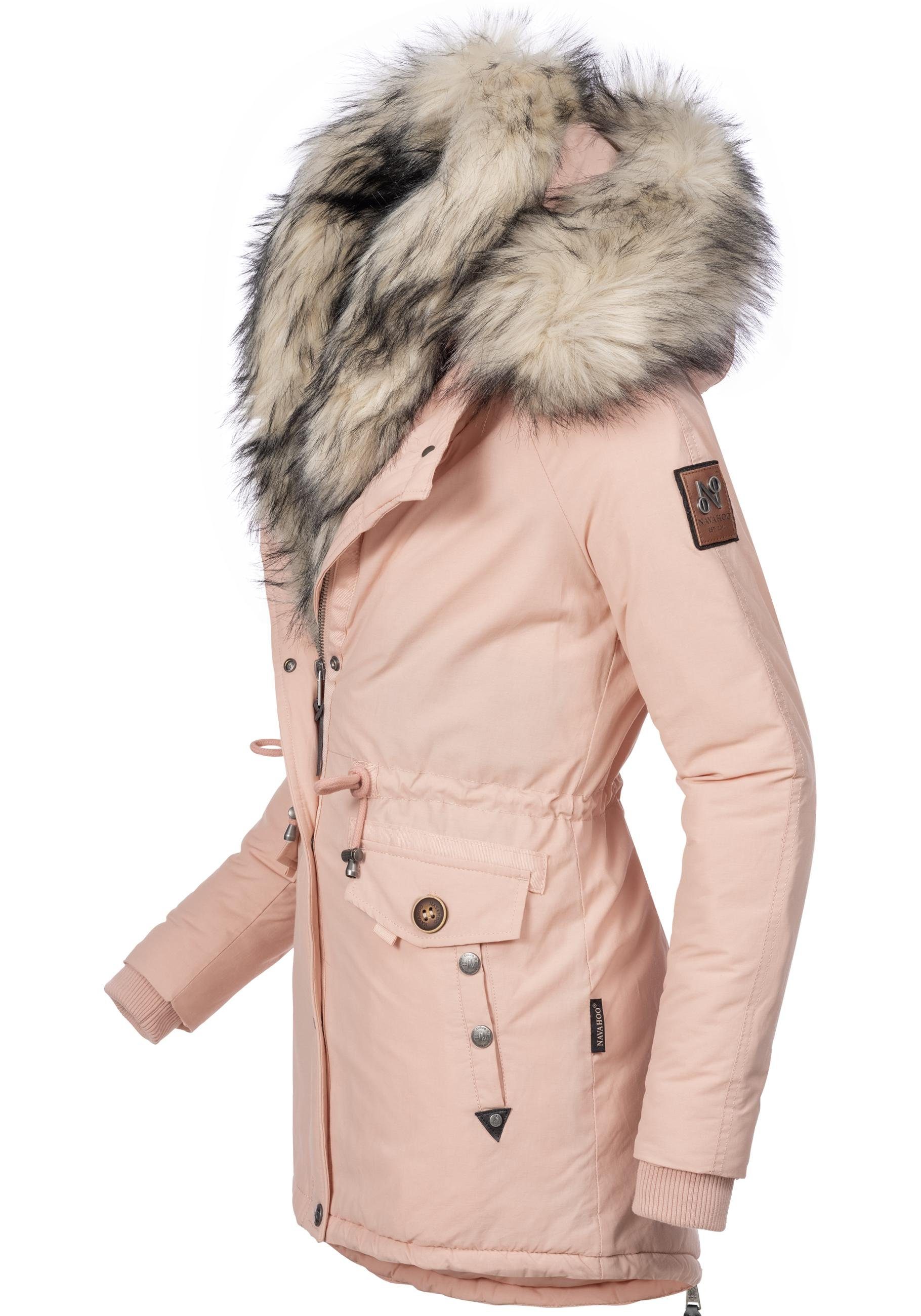 Navahoo Wintermantel 2 Kunstpelz-Kapuzen abgefahrener m. Sweety rosa Winterparka