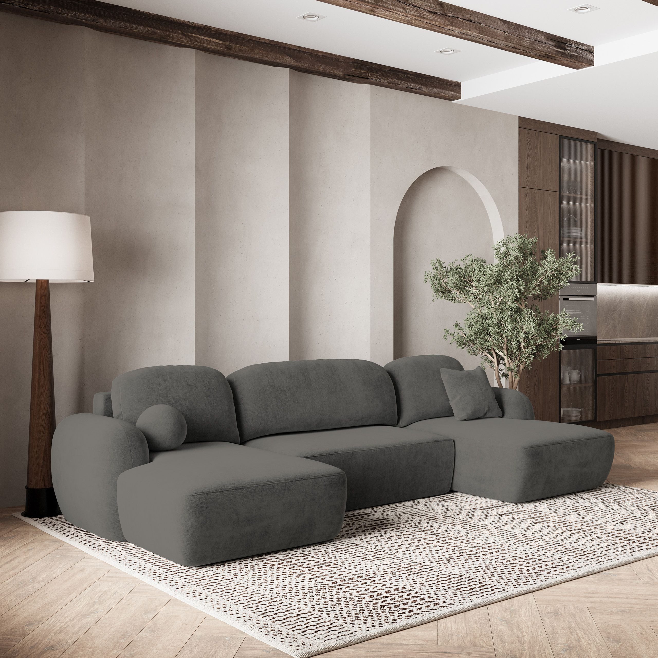 Masseno Ecksofa SAVONA mit Schlaffunktion U-Form, Sofa mit Bettkasten