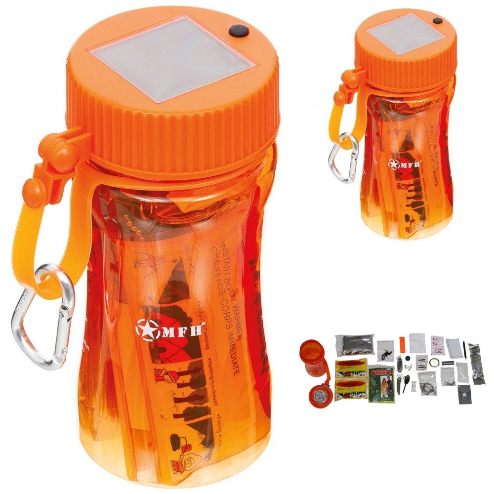 MFH Multitool MFH Überlebensset Extreme 34-teilig orange-transparent.