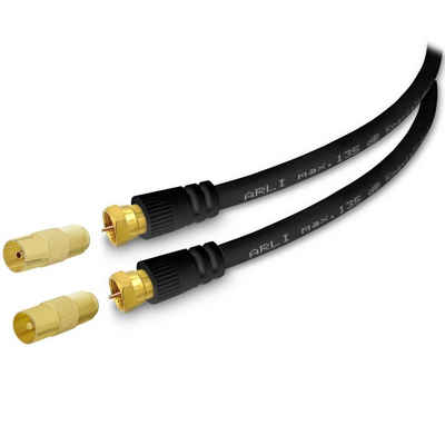 ARLI schwarz TV-Kabel, Antennenbuchse, Antennenstecker (100 cm), 1m Anschlusskabel IEC Adapter HD 135dB Kabel Digital Stecker Buchse