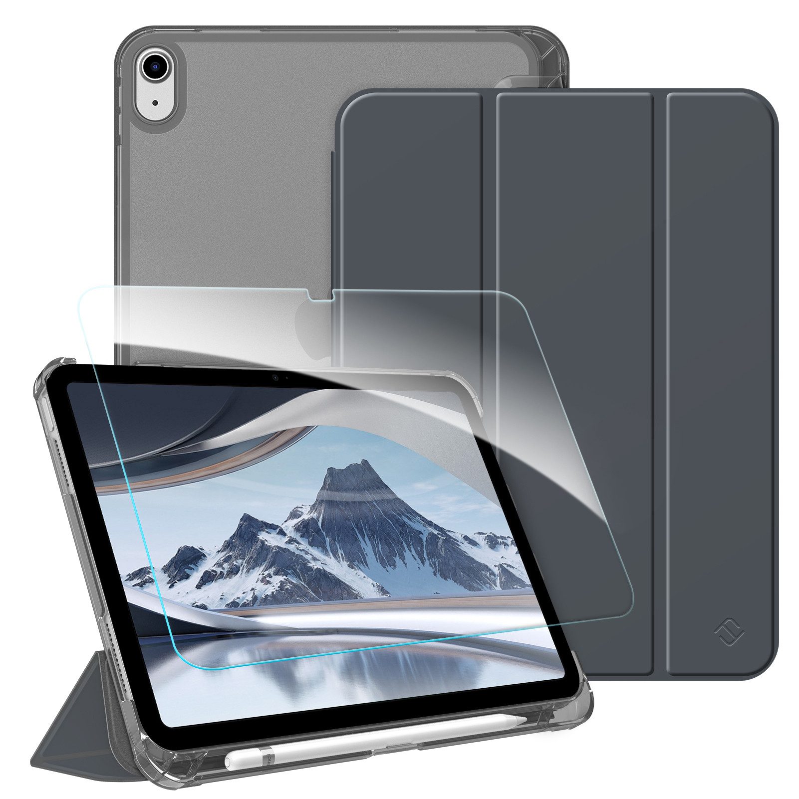 Fintie Tablet-Hülle für iPad 11 Generation 11'' 2025 (A16), iPad 10 Generation 10.9'' 2022, mit Schutzfolie-ultradünne transparente Rückseite Case mit Stifthalter