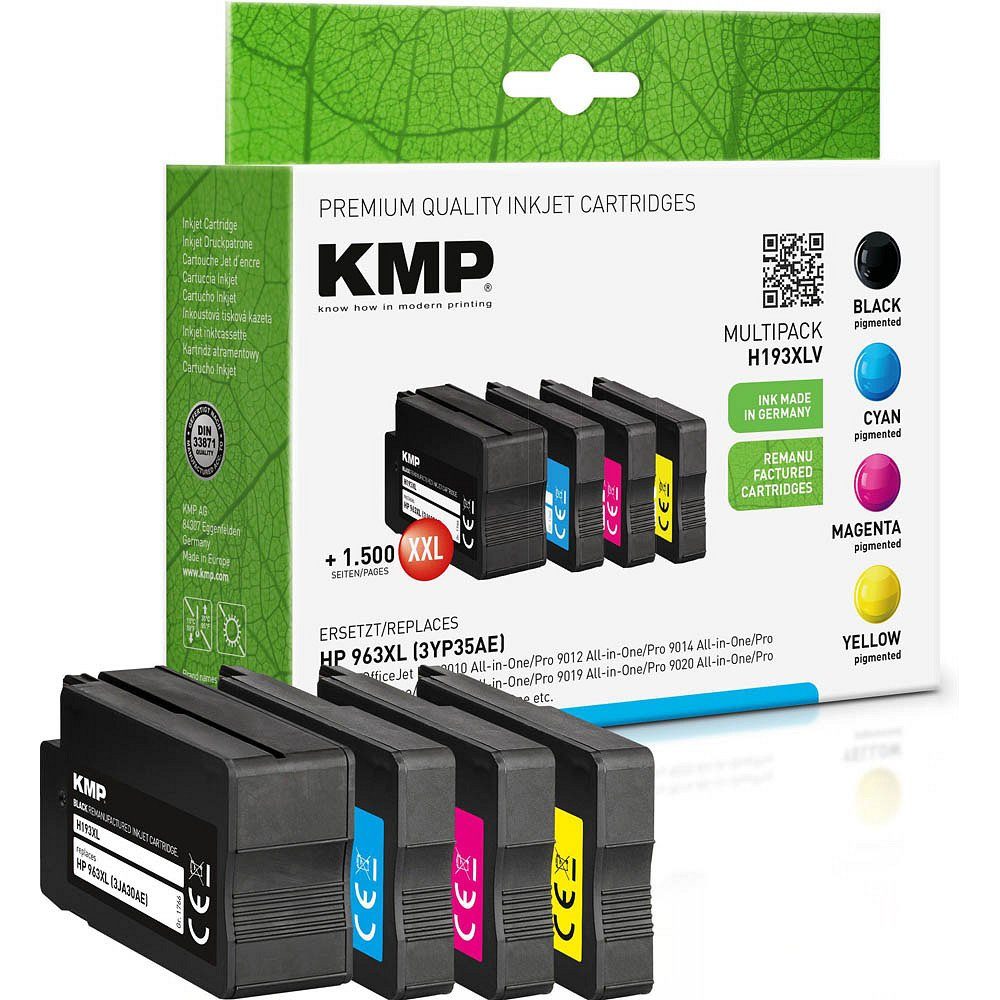 Tinten-Multipack BK/C/M/Y 1 HP (4 KMP Tintenpatrone Farben) ERSETZT 963XL H193XLV