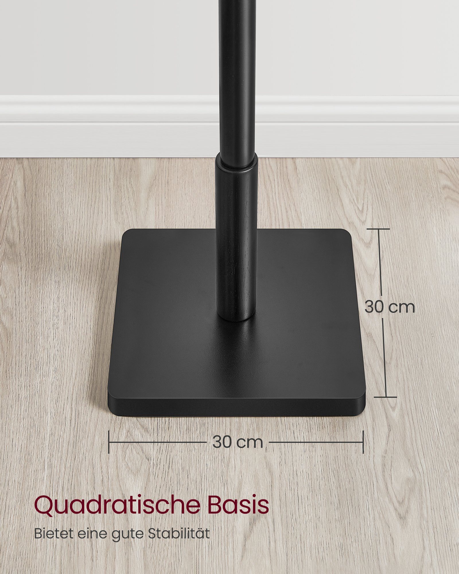 VASAGLE Garderobenständer Kleiderständer Massivholz, Jackenständer Baumform, Hüte, für Flur, 8 Haken für Jacken, 30 x 30 x 175 cm – Bild 5 von 5